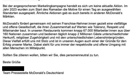 Die Pressestelle von McDonalds Germany stellte auf "Heute"-Anfrage vom 26. Februar 2026 klar, dass es sich bei den gezeigten Bildern um eine Kampagne aus dem Jahr 2023 handelt.