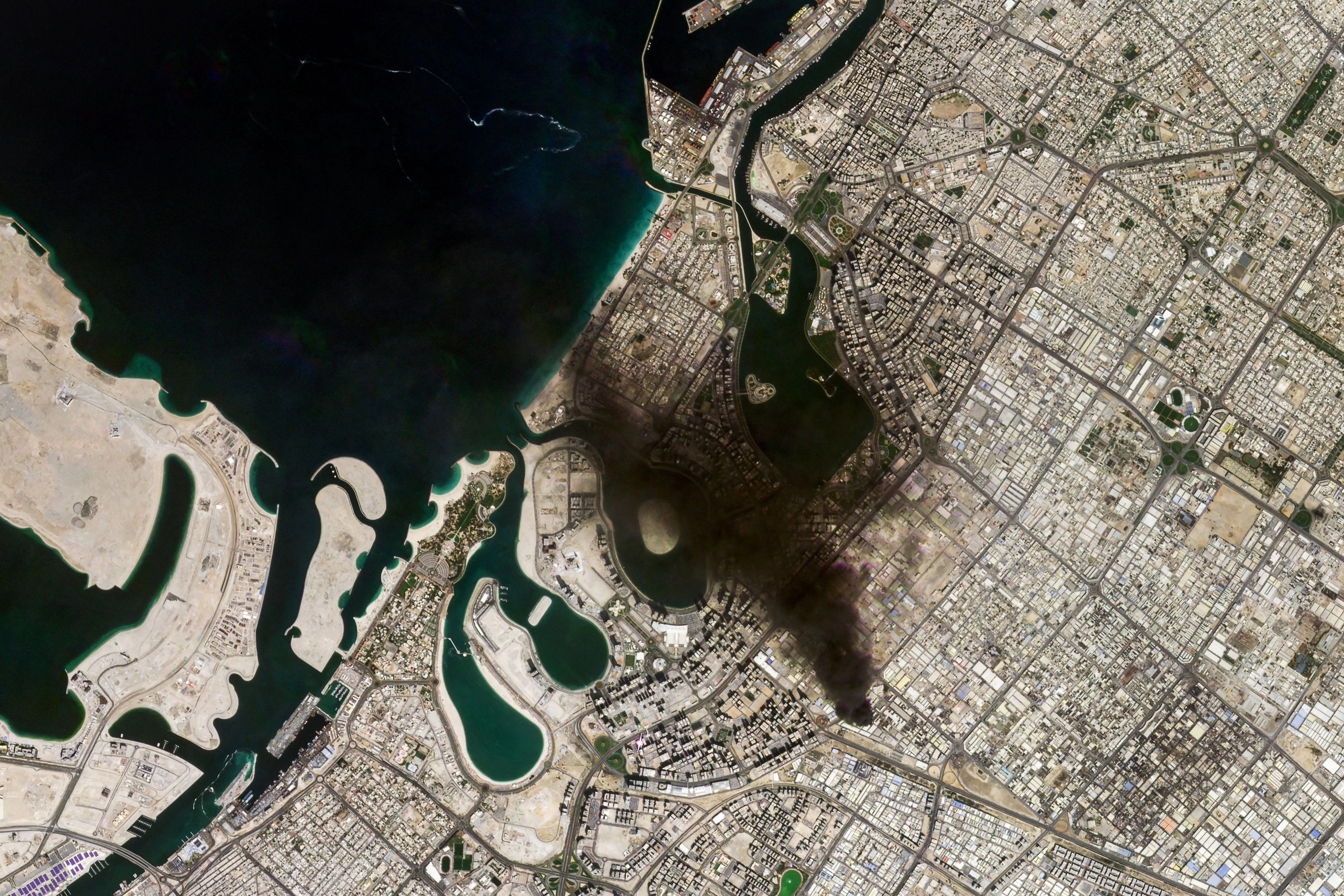 Satellitenbild von Dubai nach einem iranischen Raketenangriff: die Zuwanderung von Millionären ist seither ins Stocken geraten