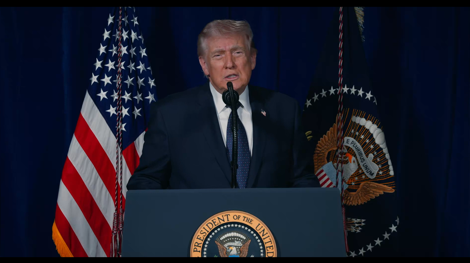 Donald Trump in einer Videobotschaft am Montag.