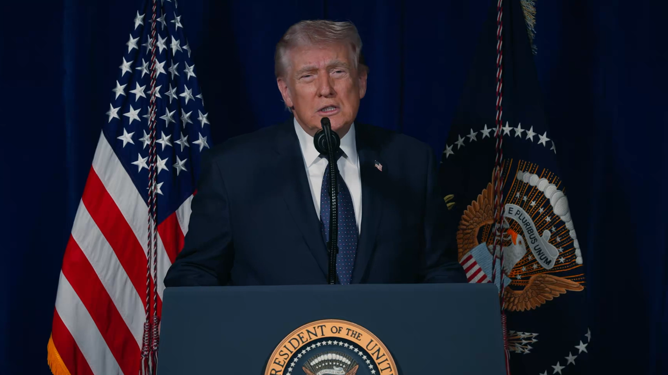 Donald Trump in einer Videobotschaft am Montag.