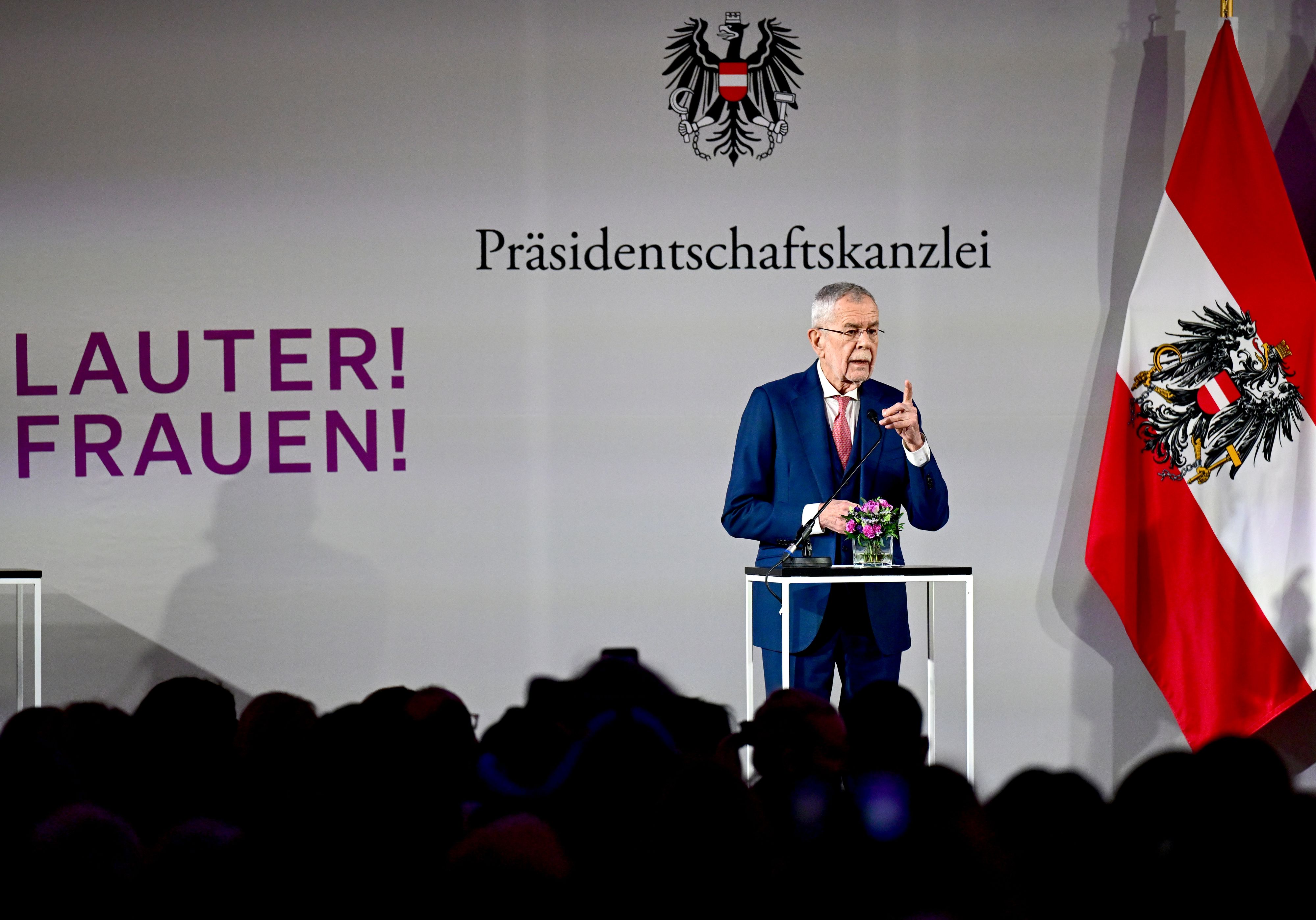 Bundespräsident Alexander Van der Bellen bei seiner Rede zur Frauentags-Veranstaltung in der Hofburg.