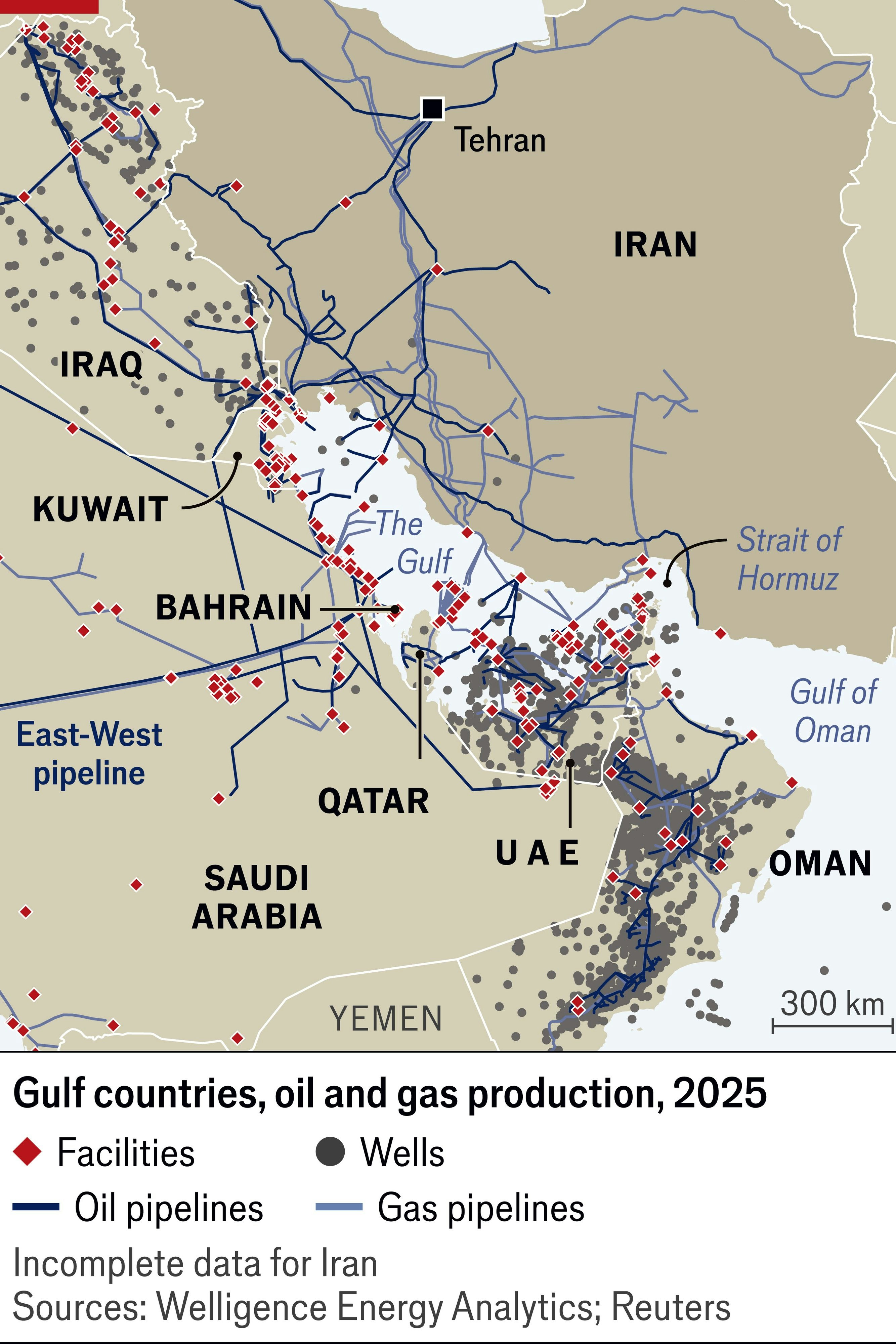 Öl- und Gasproduktion in den Golfstaaten 2025