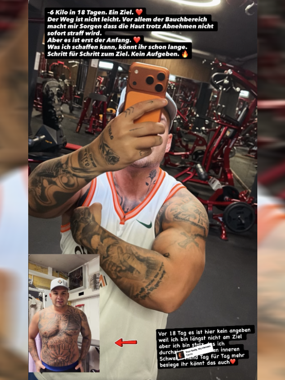 Pietro präsentiert seinen Abnehmerfolg: Er hat in 18 Tagen sechs Kilo abgenommen.