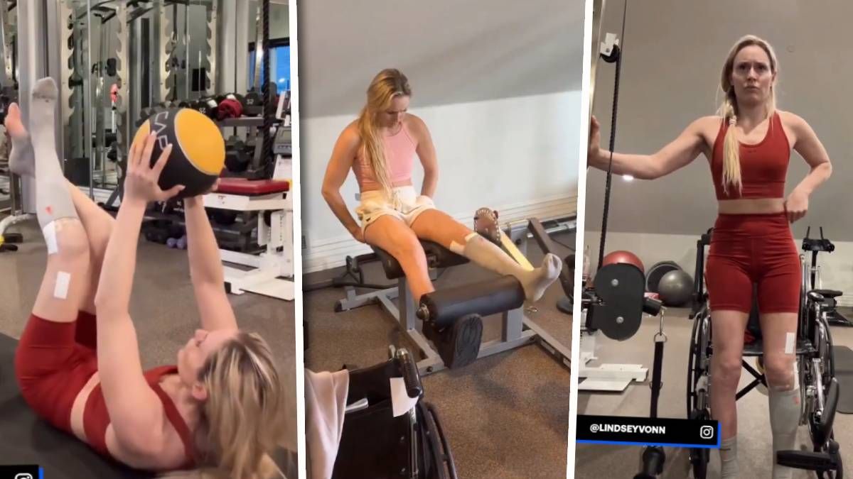 US-Skistar Lindsey Vonn zeigt ein Foto aus dem Fitnesscenter. 