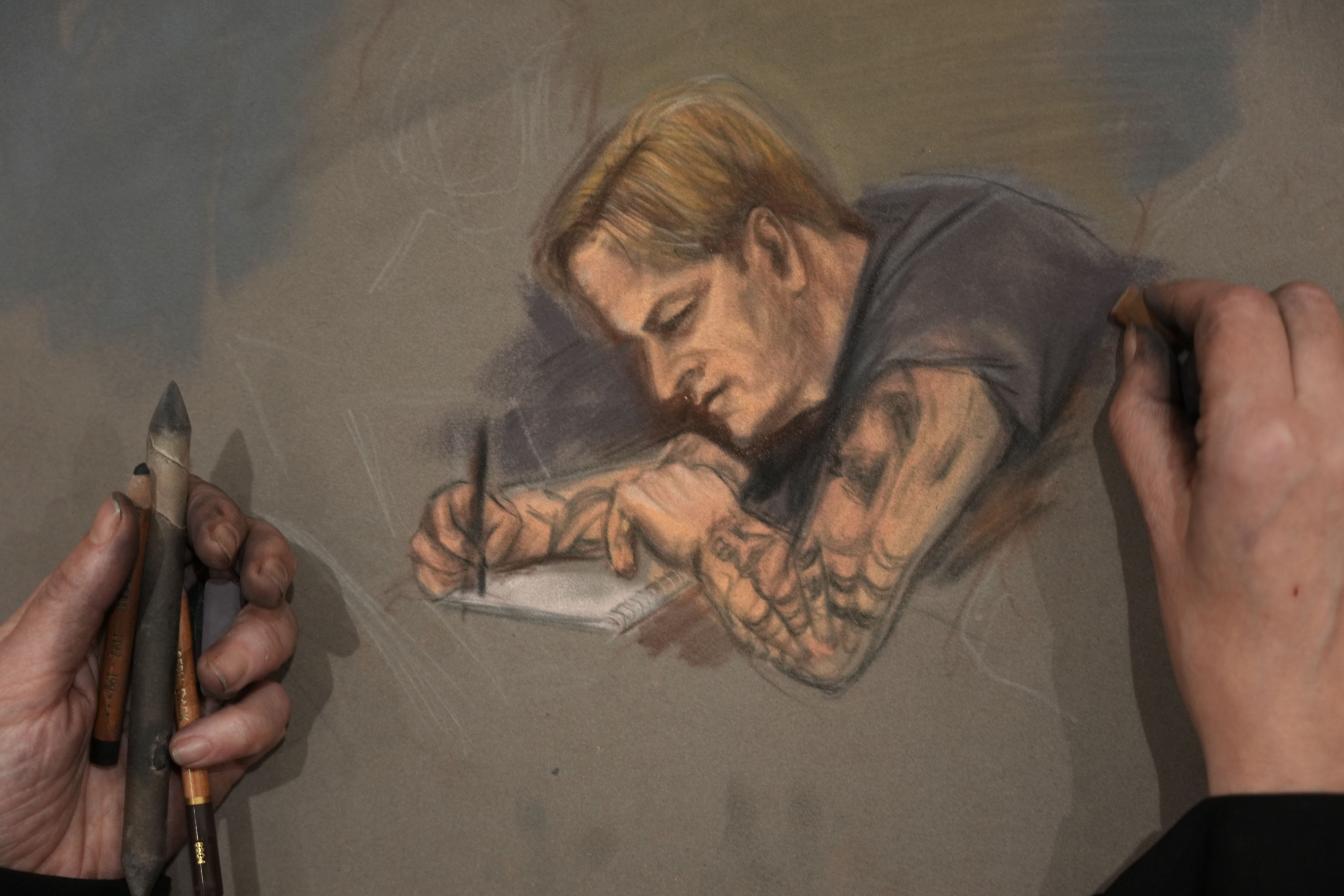 Marius malt dich ganze Zeit vor sich her.