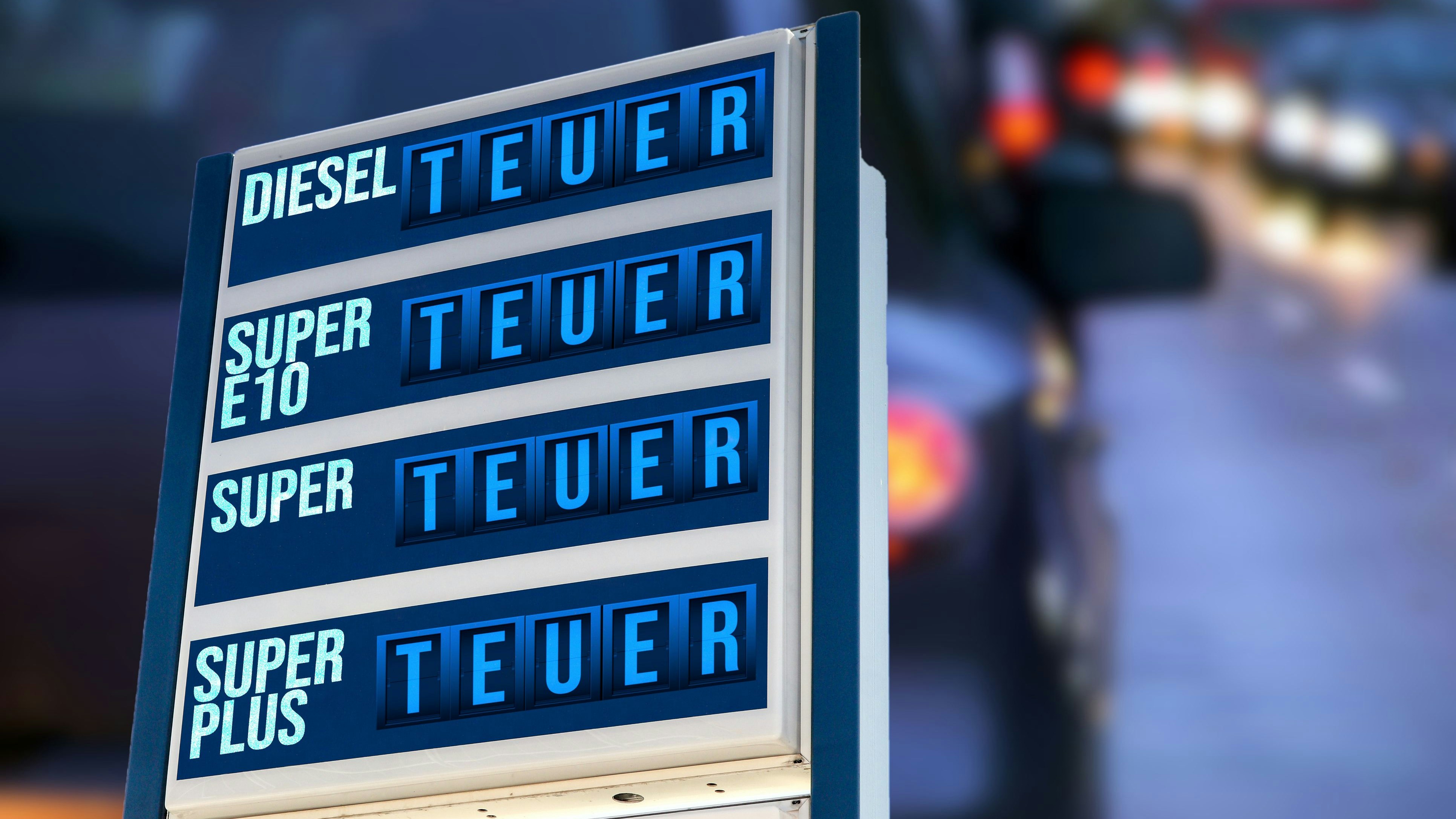 Car, petrol station and high fuel prices in Germany