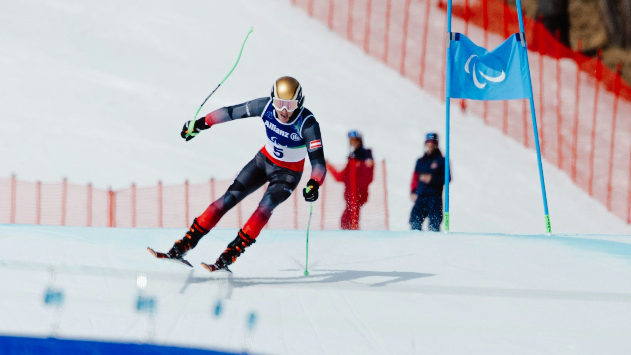 CORTINA D AMPEZZO,ITALY,09.MAR.26 - PARALYMPICS, ALPINE SKIING - Paralympic Winter Games Milano Cortina 2026, Super G, men. Image shows Johannes Aigner and guide Nico Haberl (AUT). Photo: GEPA pictures/ Matthias Trinkl