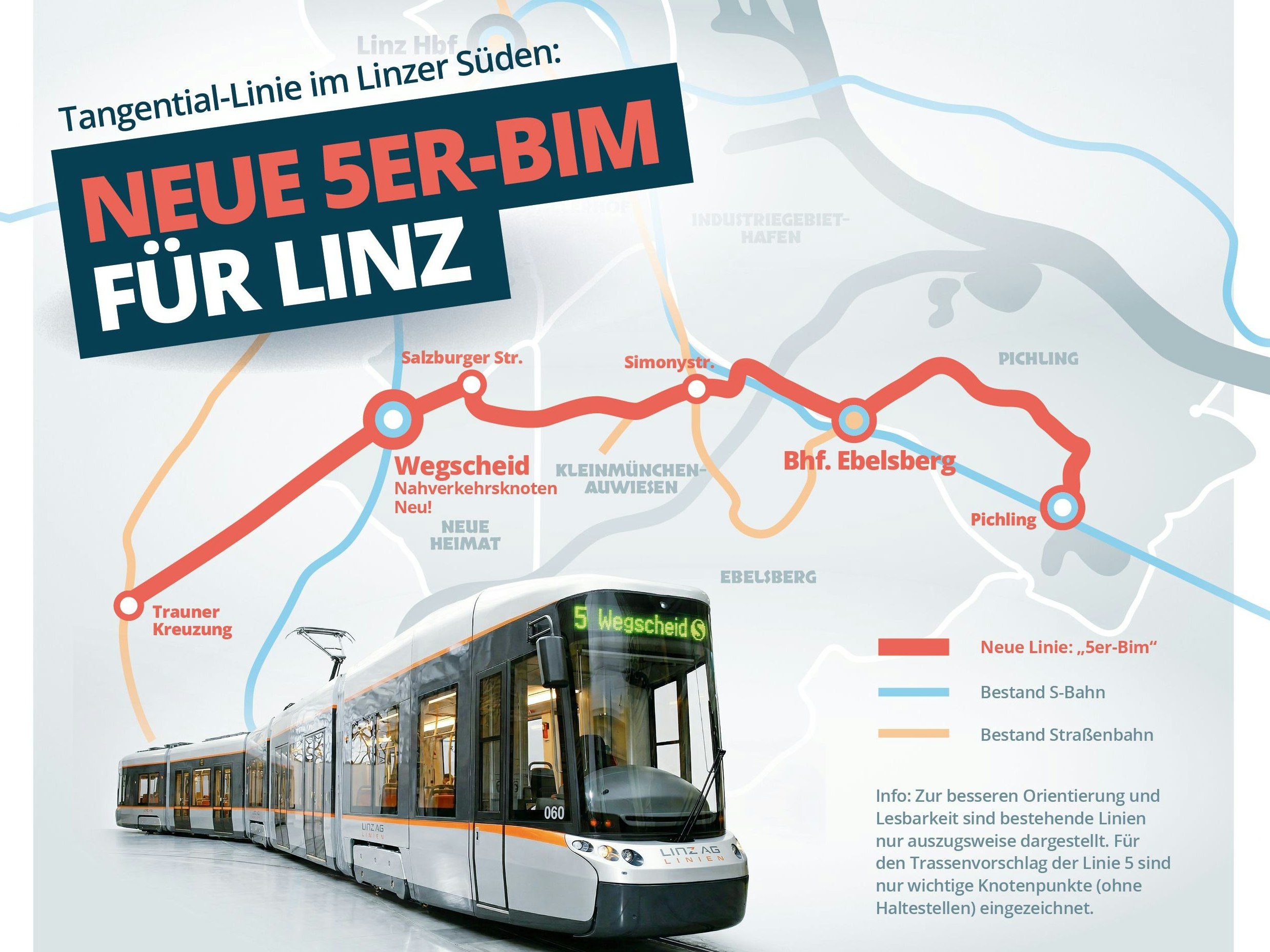 Das ist die vorgeschlagene Streckenführung der neuen Straßenbahnlinie.