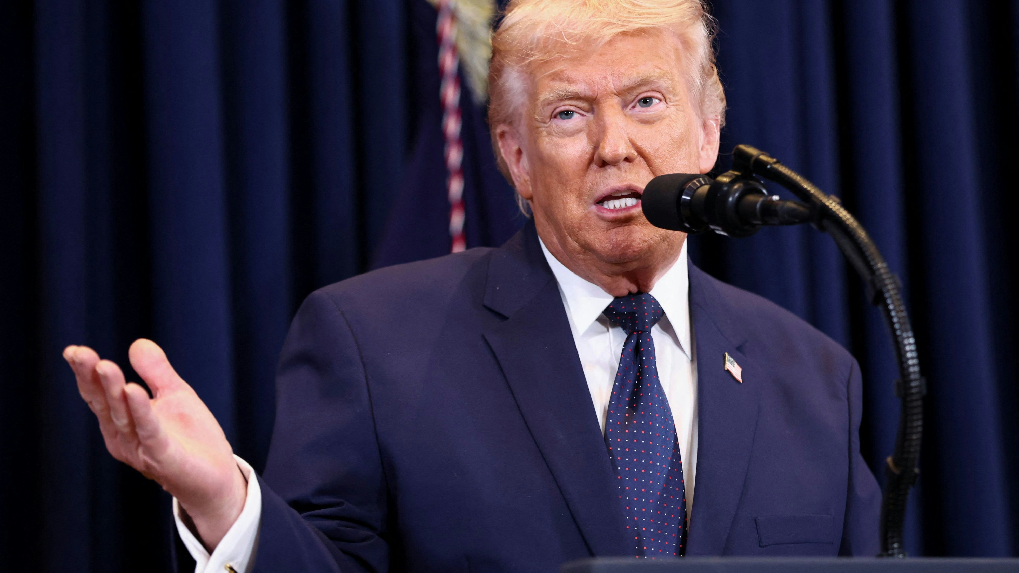 U.S. President Donald Trump speaks during a press conference at Trump National Doral Miami in Miami, Florida, U.S., March 9, 2026. REUTERS/Kevin Lamarque   