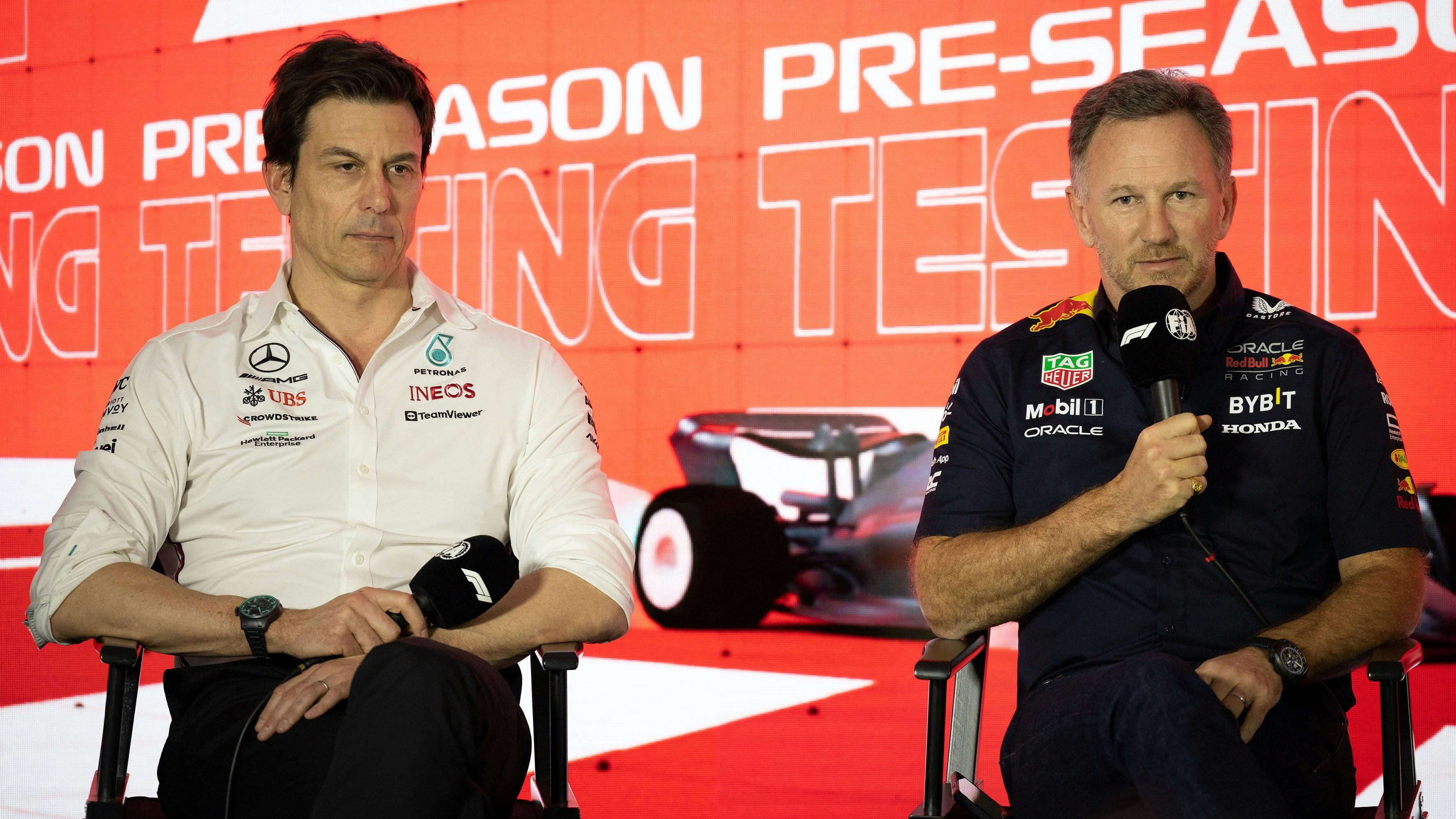 Der amtierende Mercedes-Teamchef Toto Wolff und der einstige Red-Bull-Boss Christian Horner. 