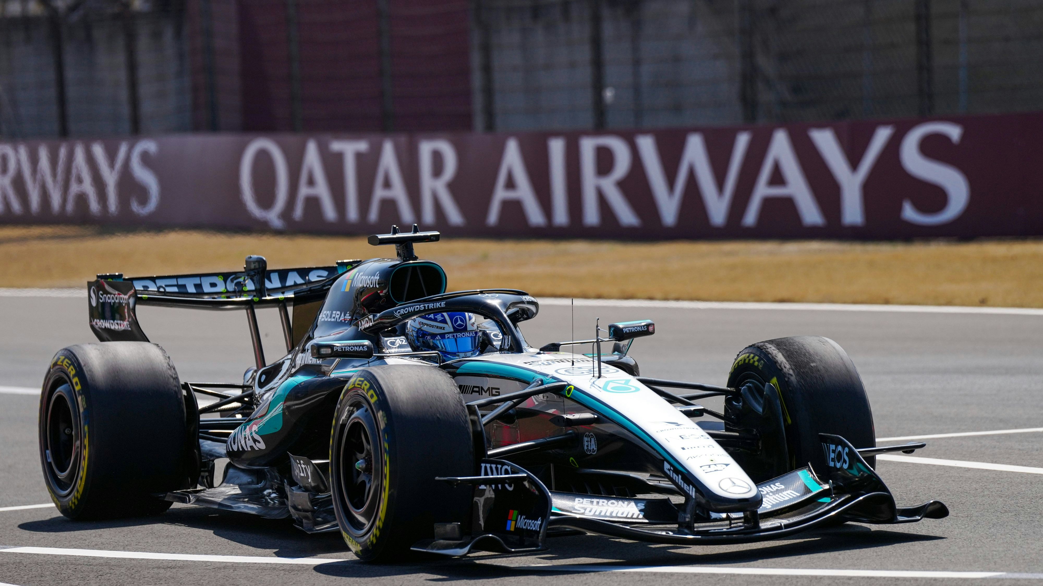 CHINA-MOTORSPORTS/F1-SHANGHAI Mercedes George Russell in action during Practice 1 in the F1 Chinese Grand Prix at Shanghai International Circuit, Shanghai, China, March 12, 2026. NEXPHER/Peter Li SHANGHAI