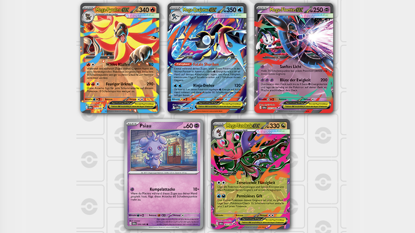 Mehrere Mega-Entwicklungs-Pokémon-ex erscheinen als ultraseltene Karten.