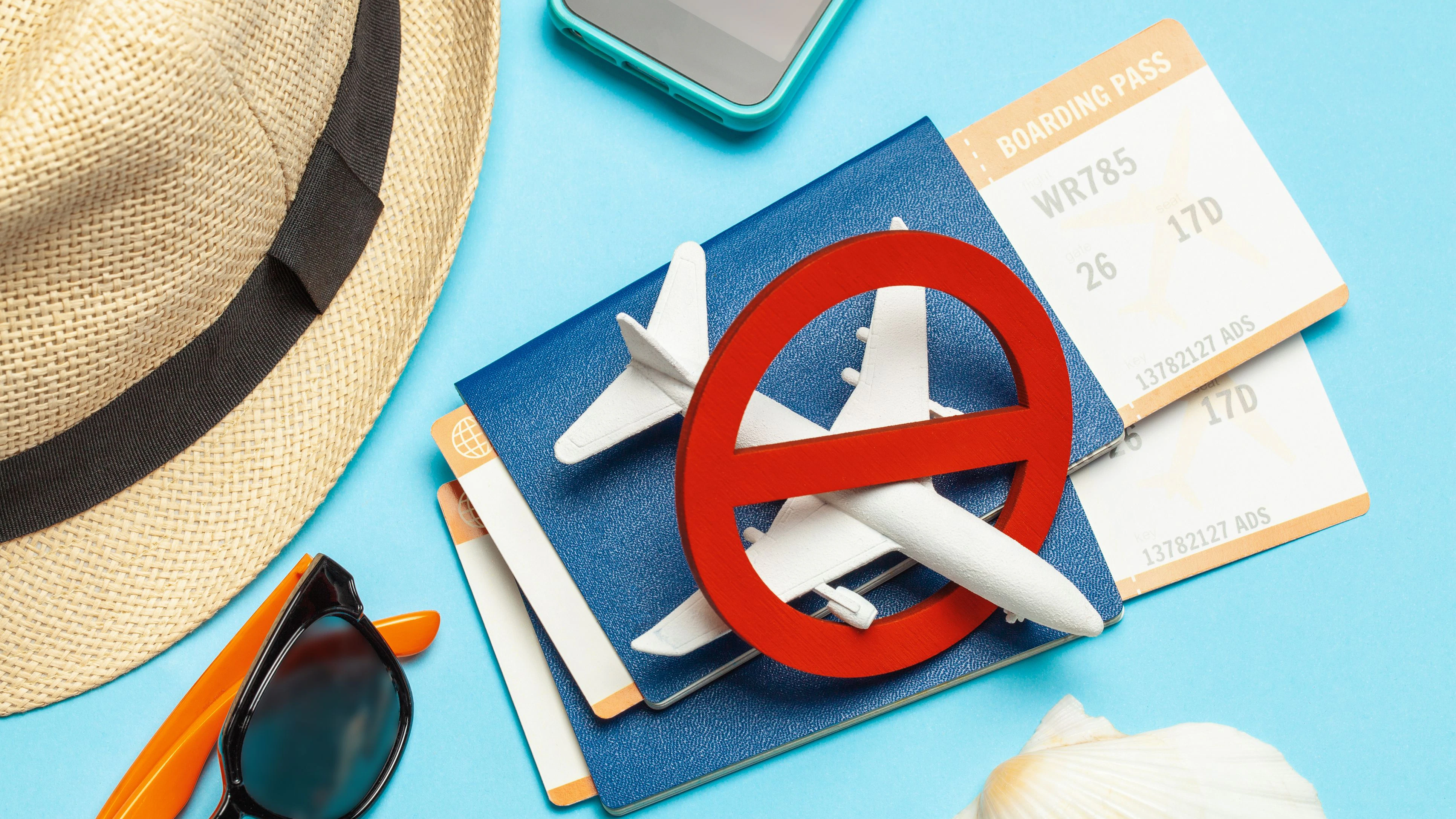 No vacation. Closed visa. Spoiled summer vacation. Ban on flight, quarantine. Passports and plane tickets are crossed out