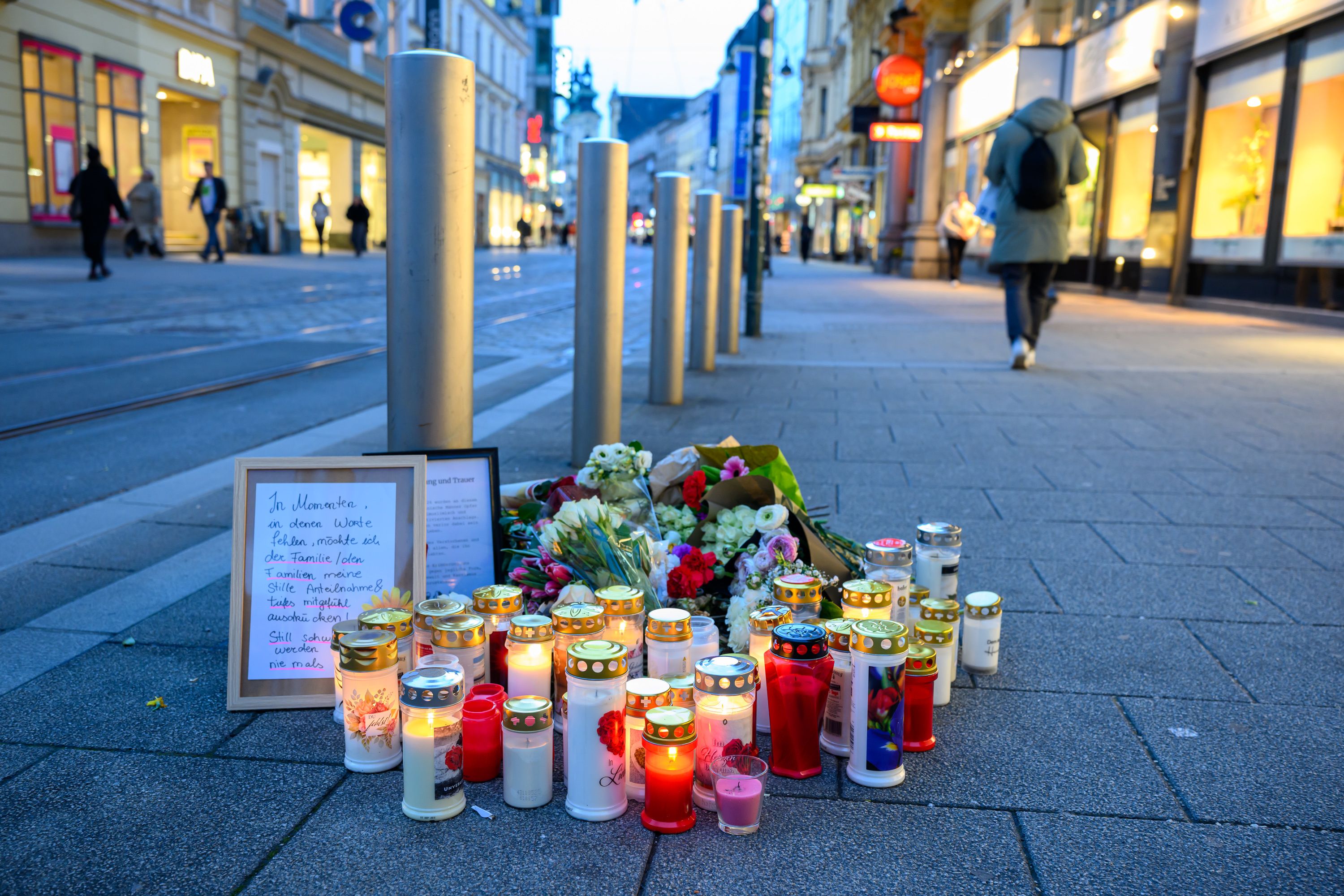 Gedenkstätte nach Messer-Angriff in Linz.