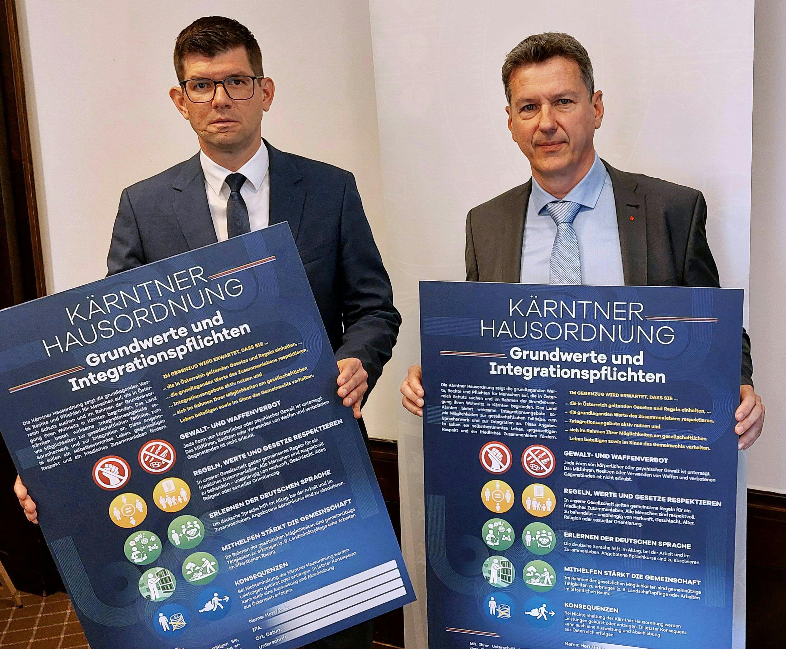 (v.l.) Landeshauptmannstellvertreter Martin Gruber (ÖVP) und Landesrat Daniel Fellner (SPÖ), im Rahmen einer PK des Land Kärnten zum Thema 