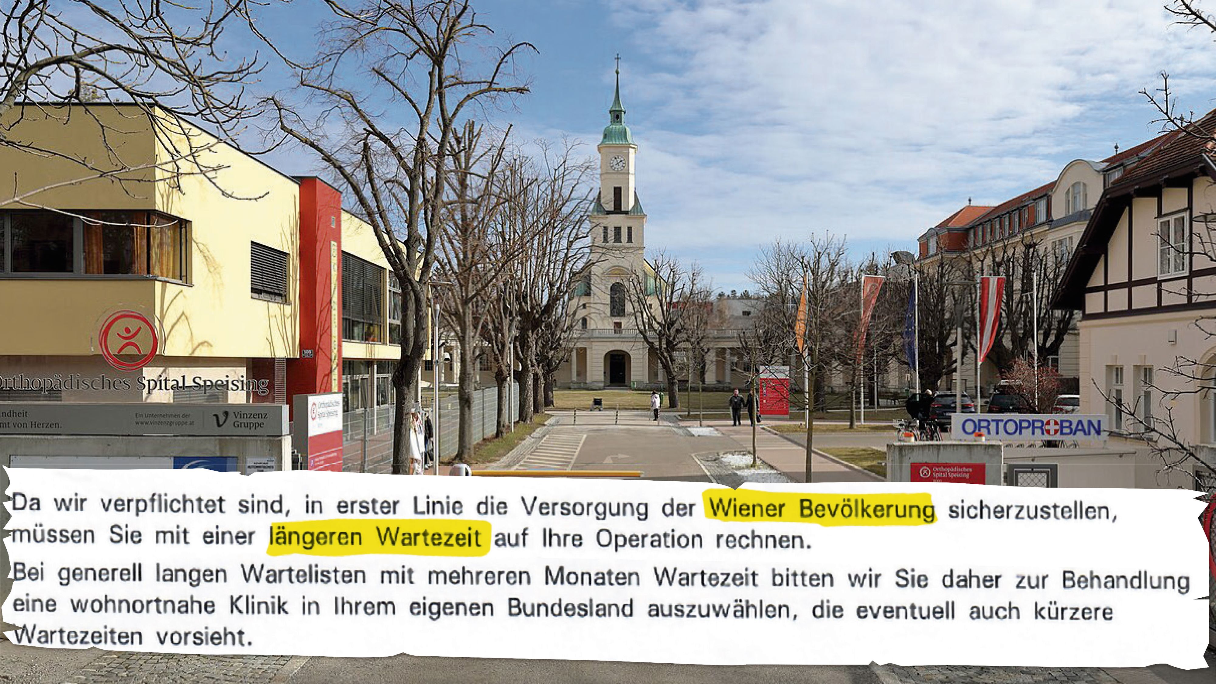 Das Spital in Speising; die Erstinformation für Patienten, die keinen Hauptwohnsitz in Wien haben