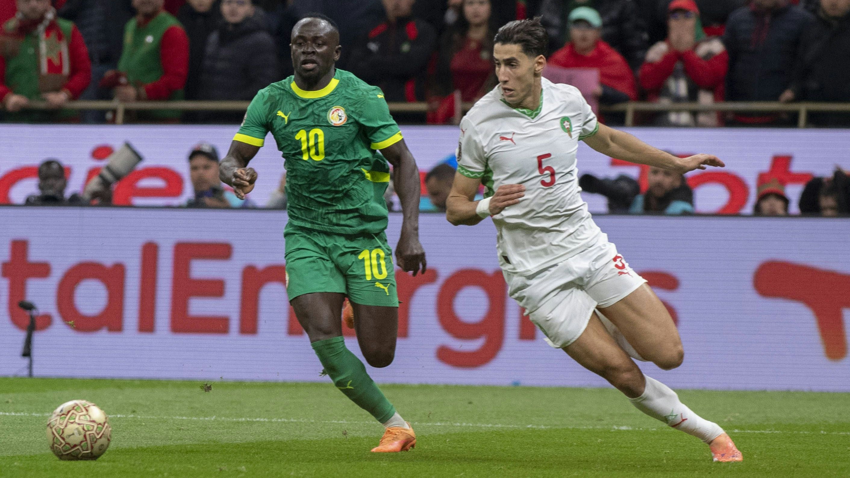 Morocco v Senegal - Africa Cup of Nations RABAT, MOROCCO - JANUARY 18: Sadio Mane L of Senegal in action against Nayif Akred R of Morocco during the 35th Africa Cup of Nations AFCON 2025 final match between Morocco and Senegal at the Prince Moulay Abdellah Stadium in the capital Rabat, Morocco on January 18, 2026. Abu Adem Muhammed / Anadolu Rabat Morocco. Editorial use only. Please get in touch for any other usage. PUBLICATIONxNOTxINxTURxUSAxCANxUKxJPNxITAxFRAxAUSxESPxBELxKORxRSAxHKGxNZL Copyright: x2026xAnadoluxAbuxAdemxMuhammedx