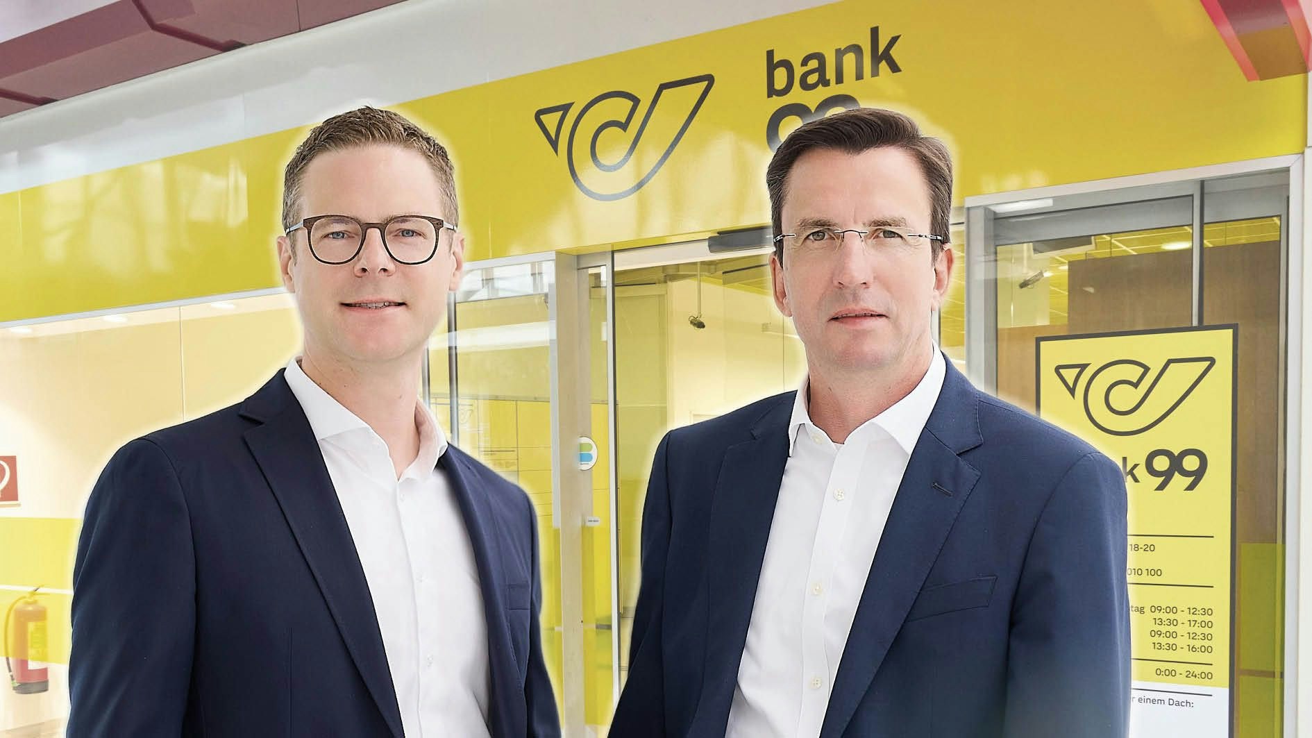 Schwarze Zahlen nach fünf Jahren: bank99-Vorstände und Bernhard Hohenegger und Bernhard Achberger (v.l.)