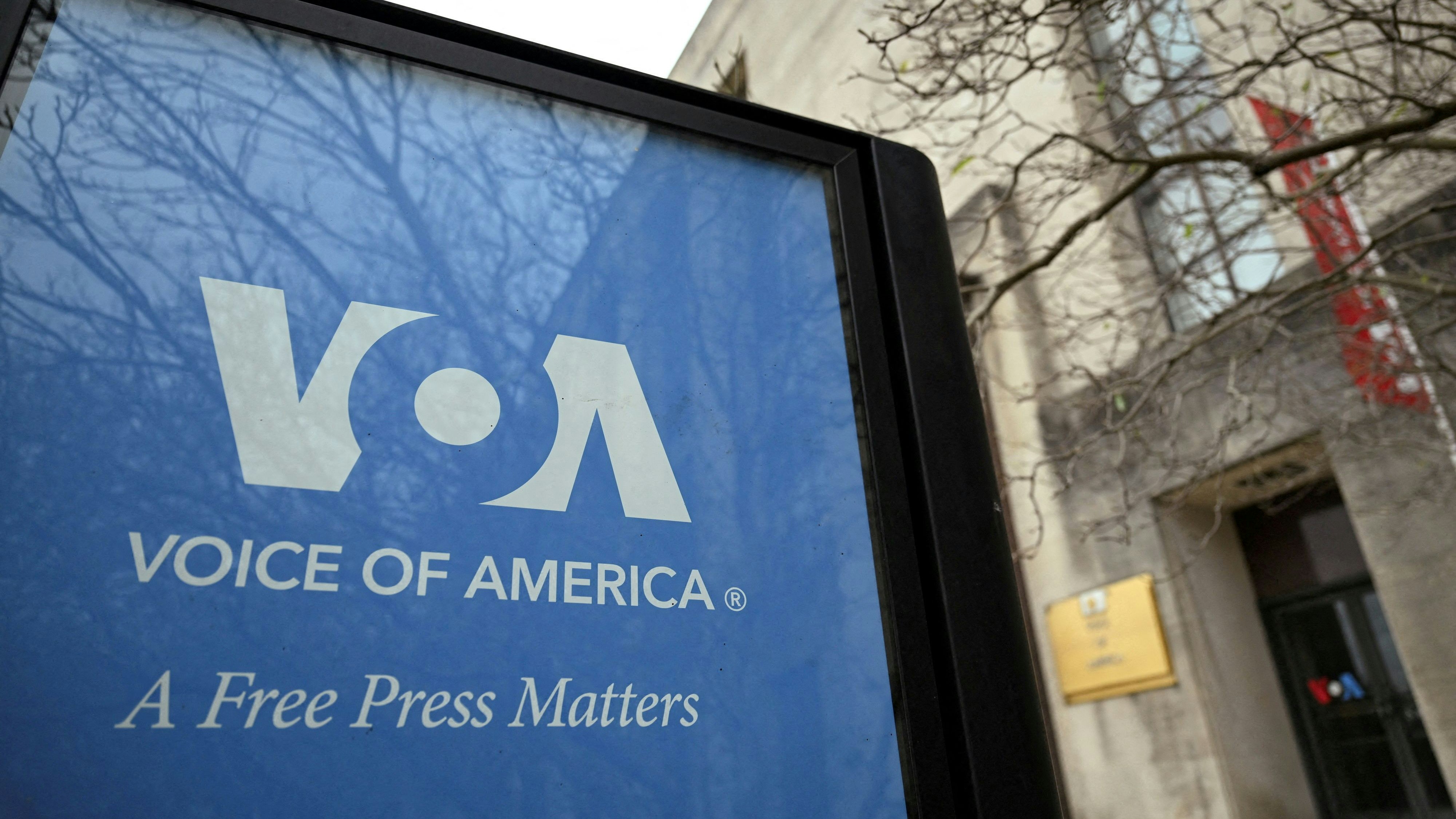 FILE PHOTO: A view of the Voice of America (VOA) building, a day after more than 1,300 of the employees of the media broadcaster, which operates in almost 50 languages, were placed on leave in Washington, D.C., U.S. March 16, 2025. REUTERS/Annabelle Gordon/File Photo