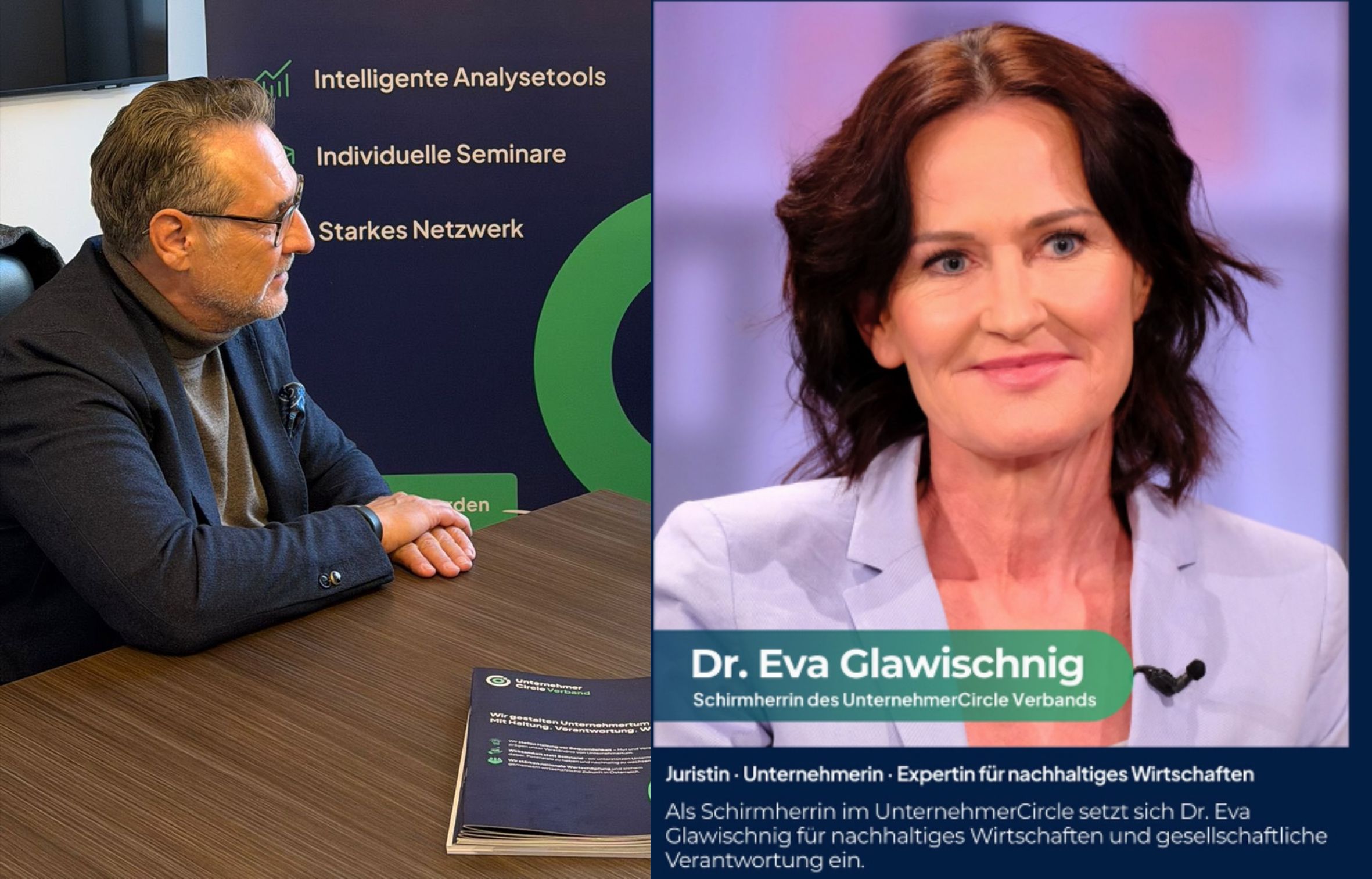 Strache und Glawischnig sind neuerdings Schirmherren für einen Unternehmerverband, der mit Mitgleidsabos in Bronze, Silber und Gold wirbt