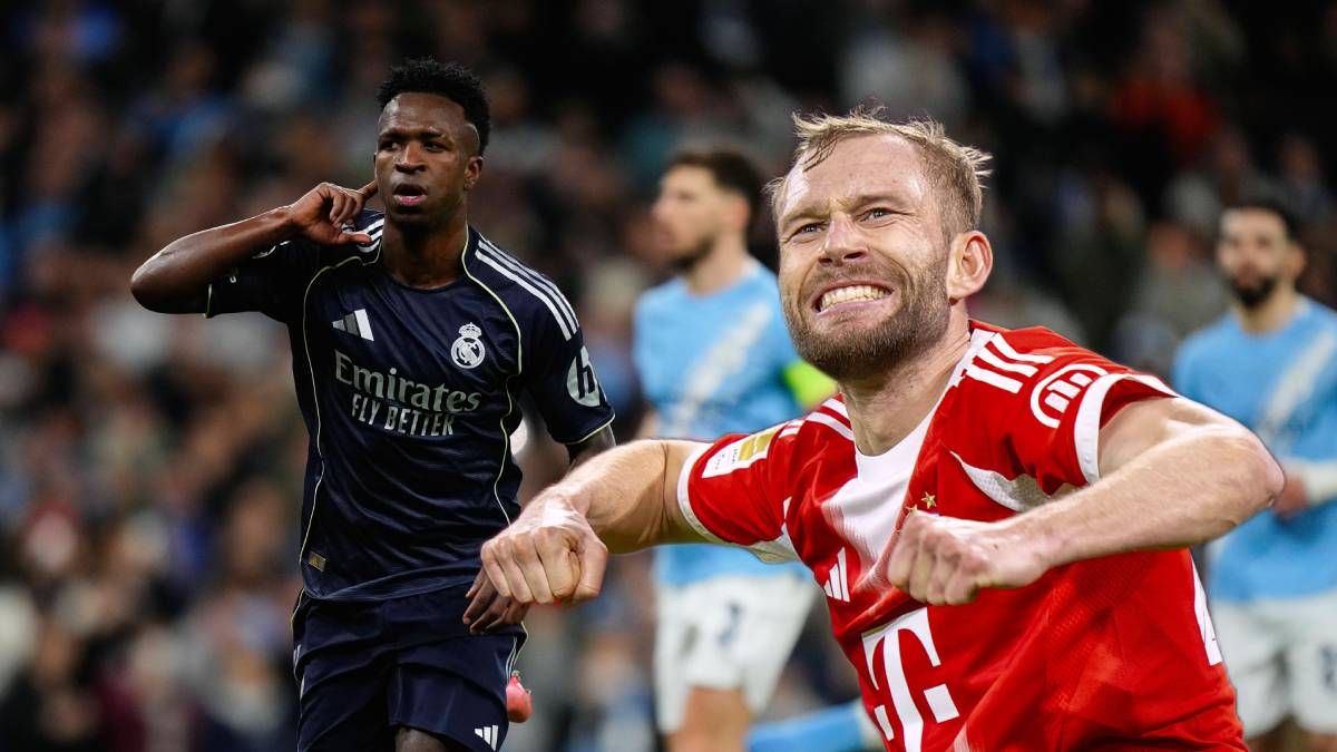 Konrad Laimer trifft auf Vinicius Junior. 