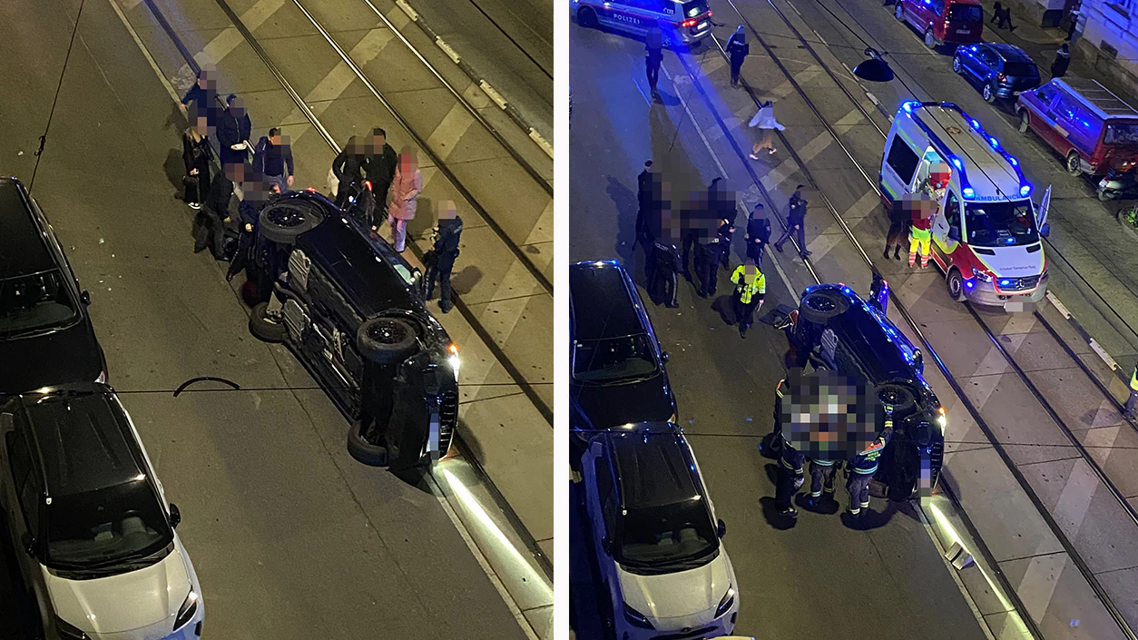 Heute.at - Mega-Panne! Luxus-Auto mitten in Wien umgekippt