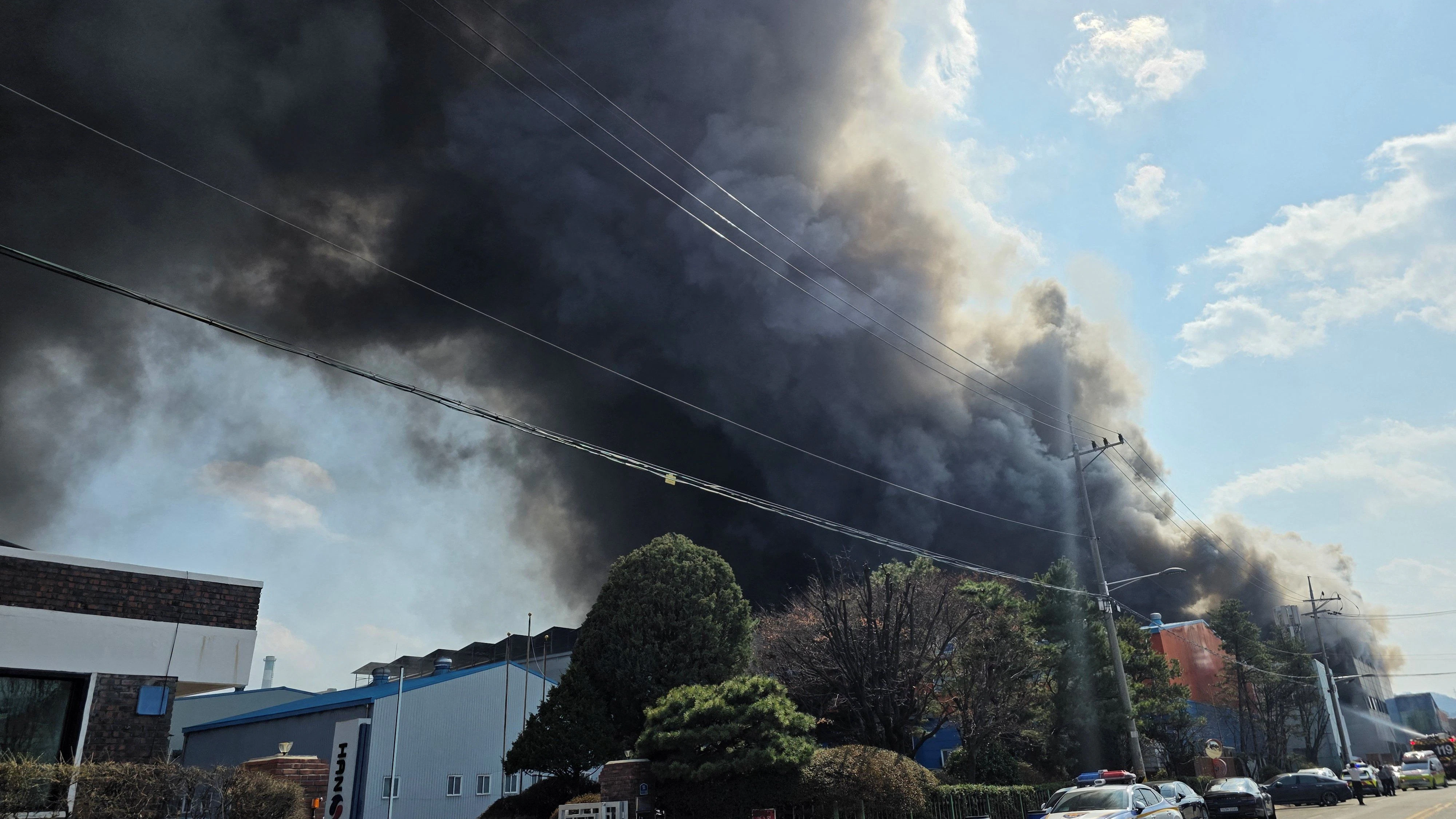 Smoke rises from at a car parts factory in Daejeon, South Korea, March 20, 2026.   Yonhap via REUTERS   THIS IMAGE HAS BEEN SUPPLIED BY A THIRD PARTY. NO RESALES. NO ARCHIVES. SOUTH KOREA OUT. NO COMMERCIAL OR EDITORIAL SALES IN SOUTH KOREA.
