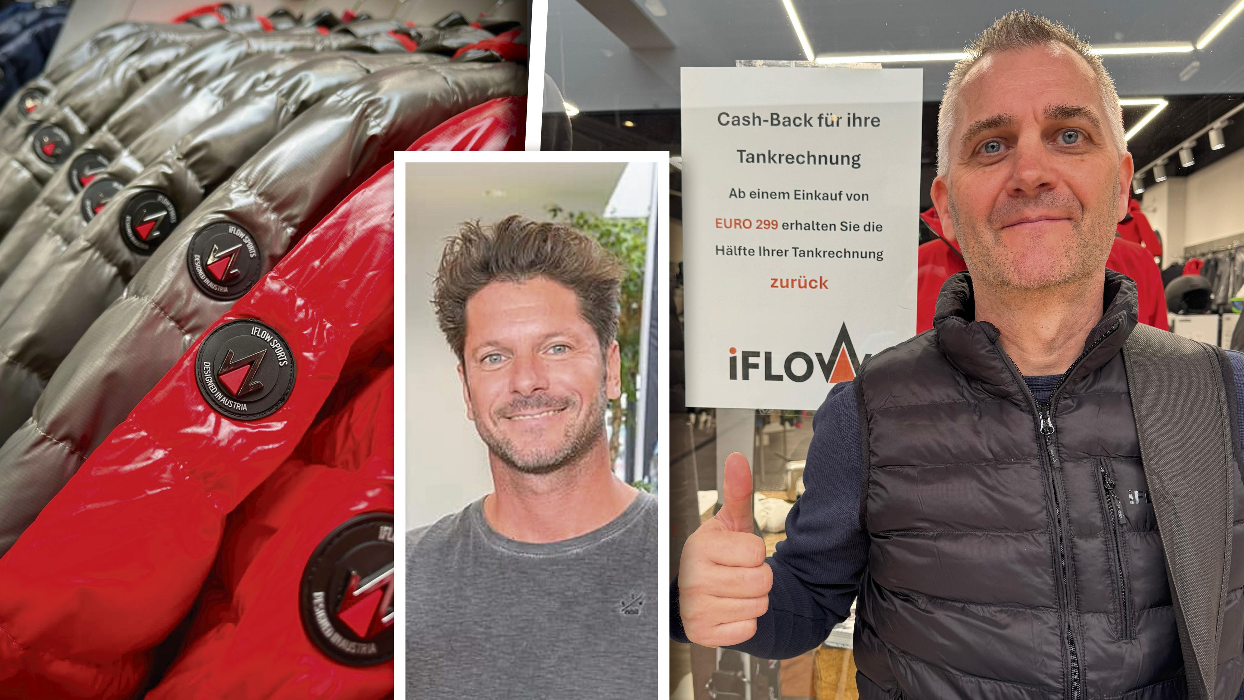 Firmenchef Thomas Ebster hat eigene Spritpreisbremse erfunden, Kunde Christian aus Wien (53) freut sich über den Rabatt.