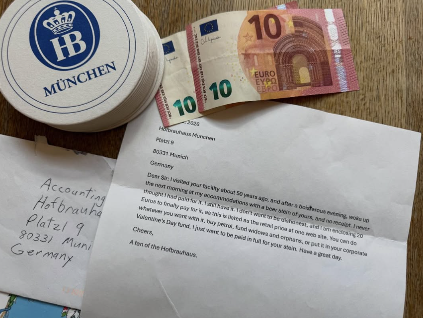 Der Gast zahlte den Bierkrug 50 Jahre später. 