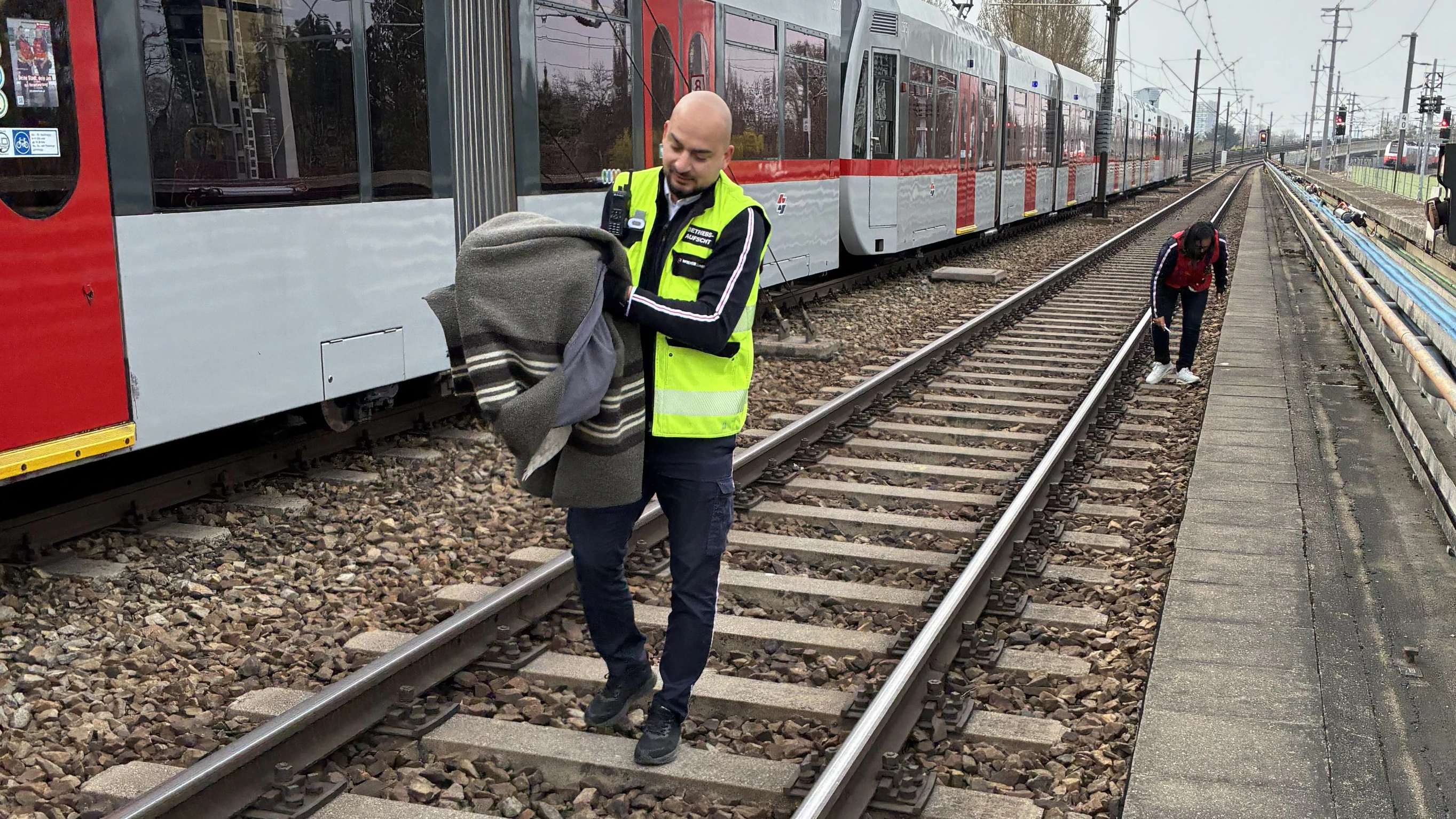 Tamer A. von den Wiener Linien schnappte sich den Schwan und rettete ihn von den U6-Gleisen. Dann wurde das Tier bei der Neuen Donau in die Freiheit entlassen.