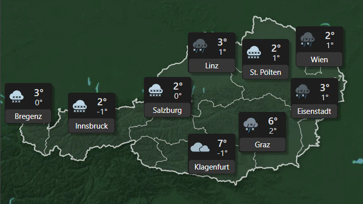 Die aktuelle Prognosekarte für Freitag, 27. März 2026