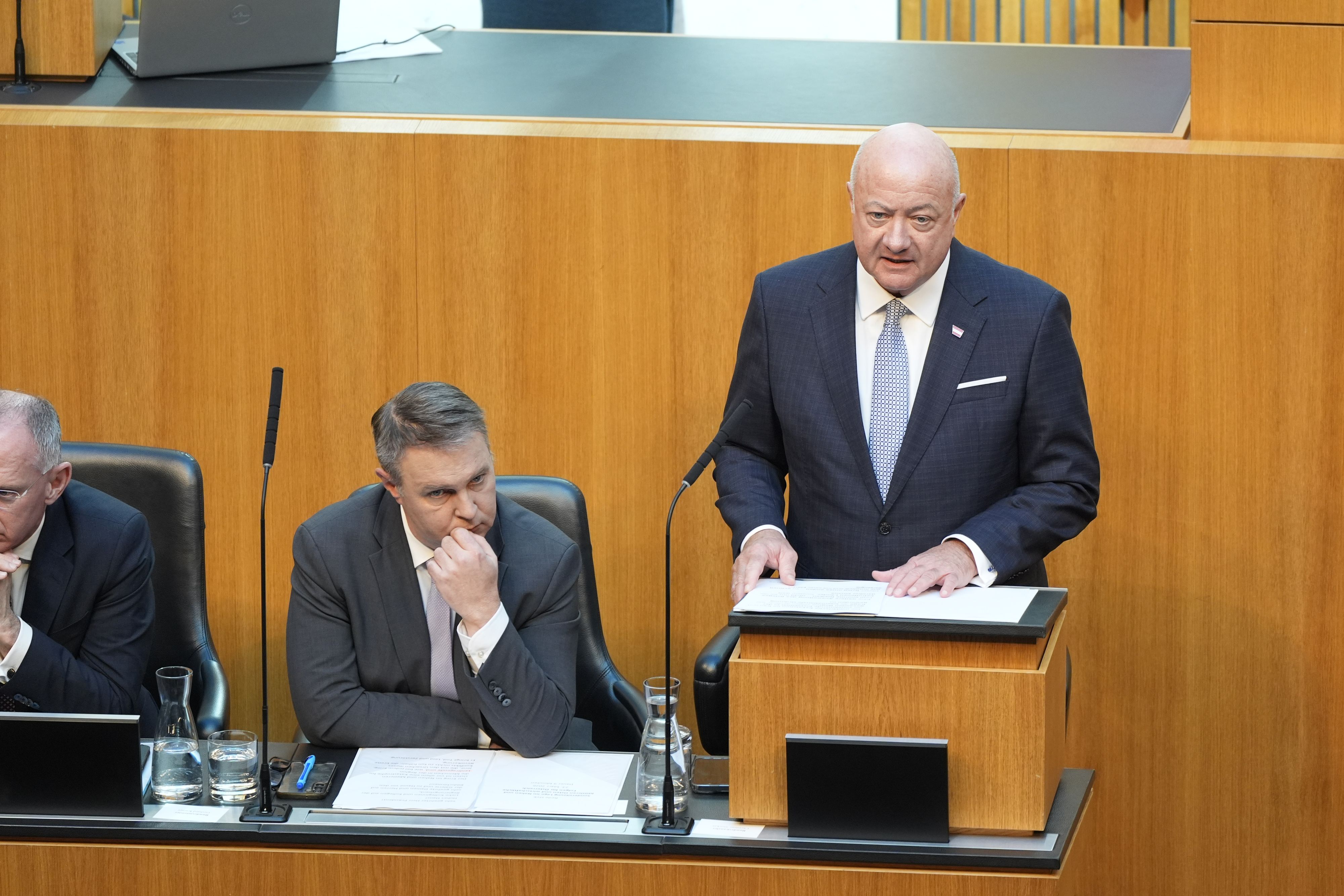 Bundeskanzler Christian Stocker bei seiner Regierungserklärung.