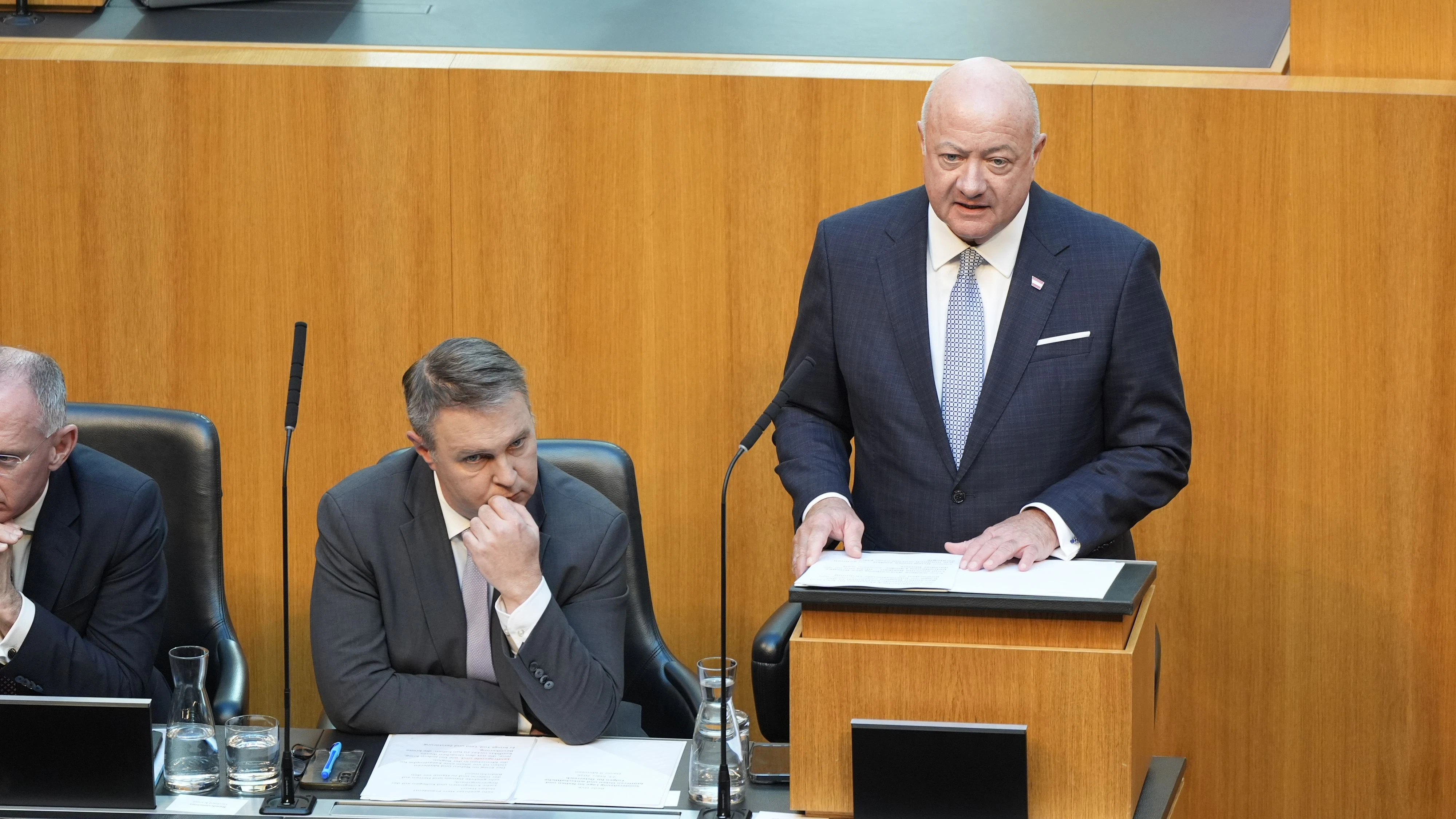Bundeskanzler Christian Stocker bei seiner Regierungserklärung.
