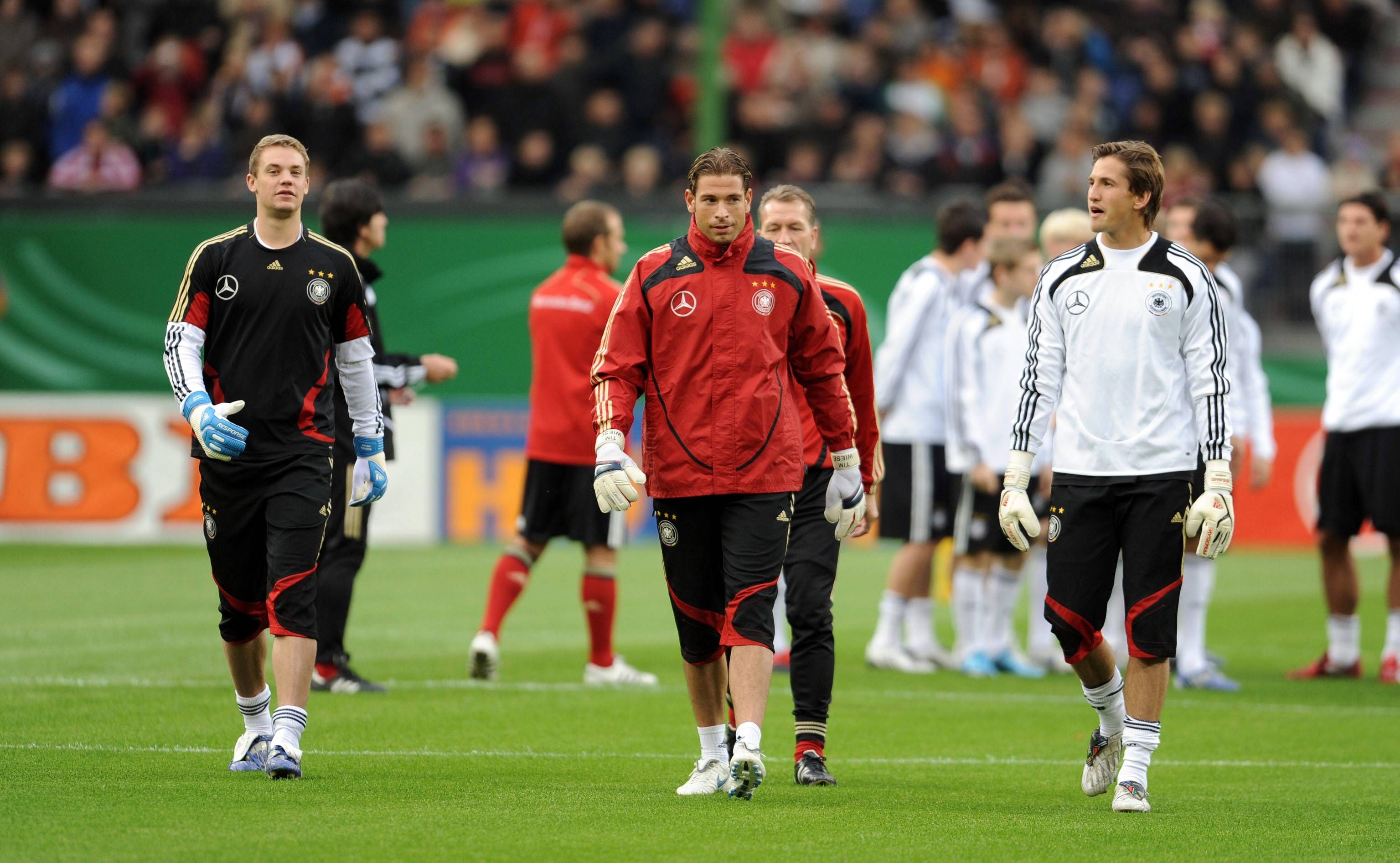 Rene Adler (r.) im DFB-Team mit Manuel Neuer und Tim Wiese