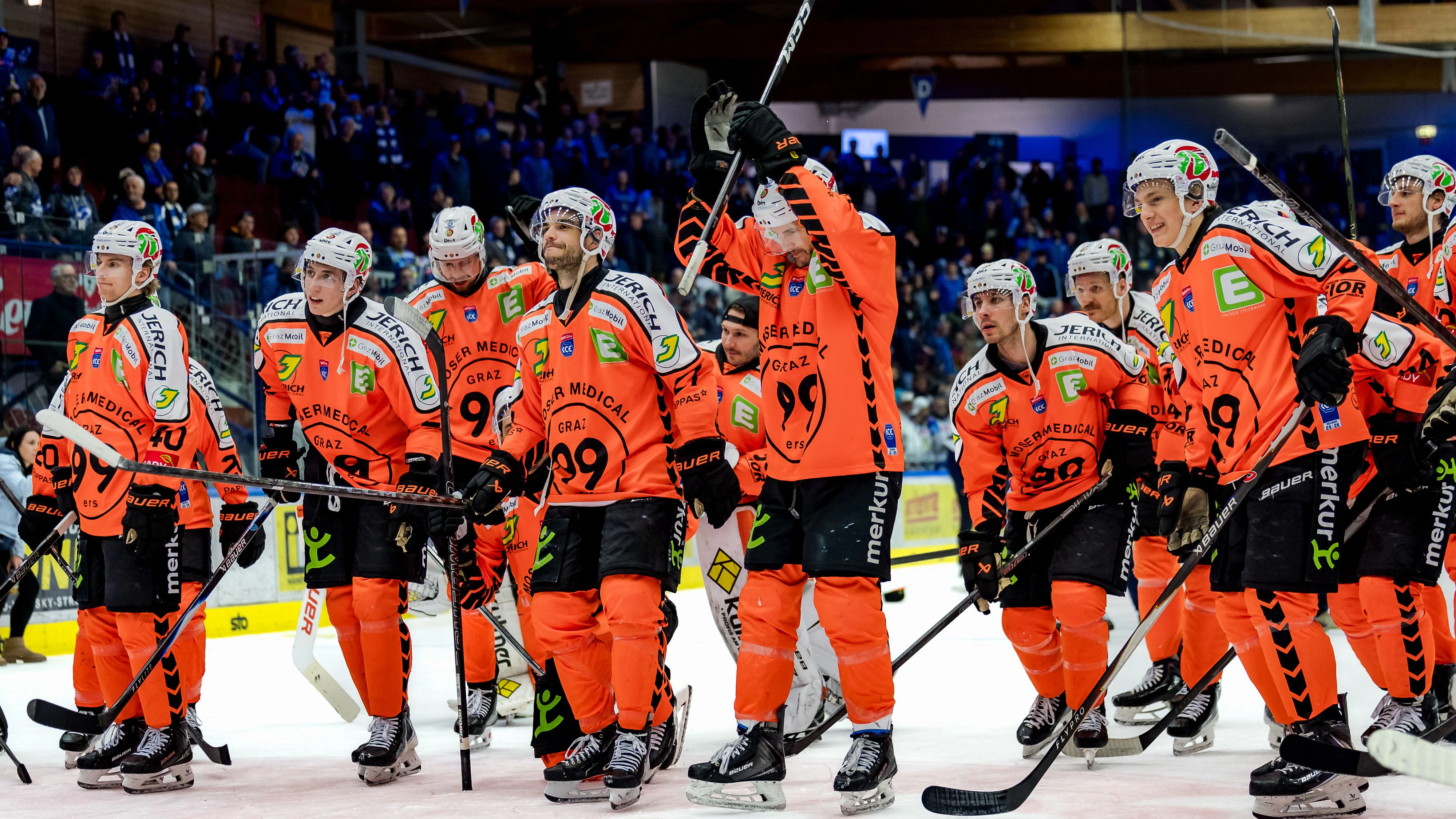 Graz sweepte im Viertelfinale den VSV und ist nun Favorit auf den Ligatitel. Österreichischer Meister sind die 99ers als einziges heimisches Team im Halbfinale schon sicher.