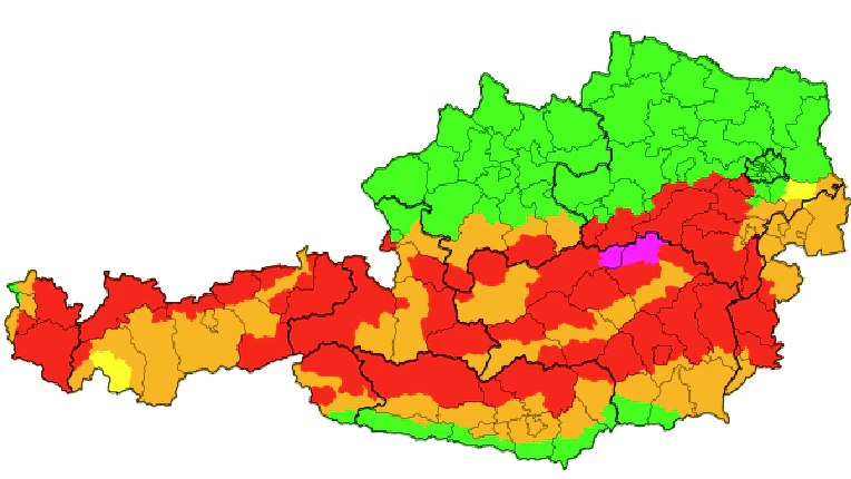 Aktuelle Unwetter-Warnungen für Österreich.