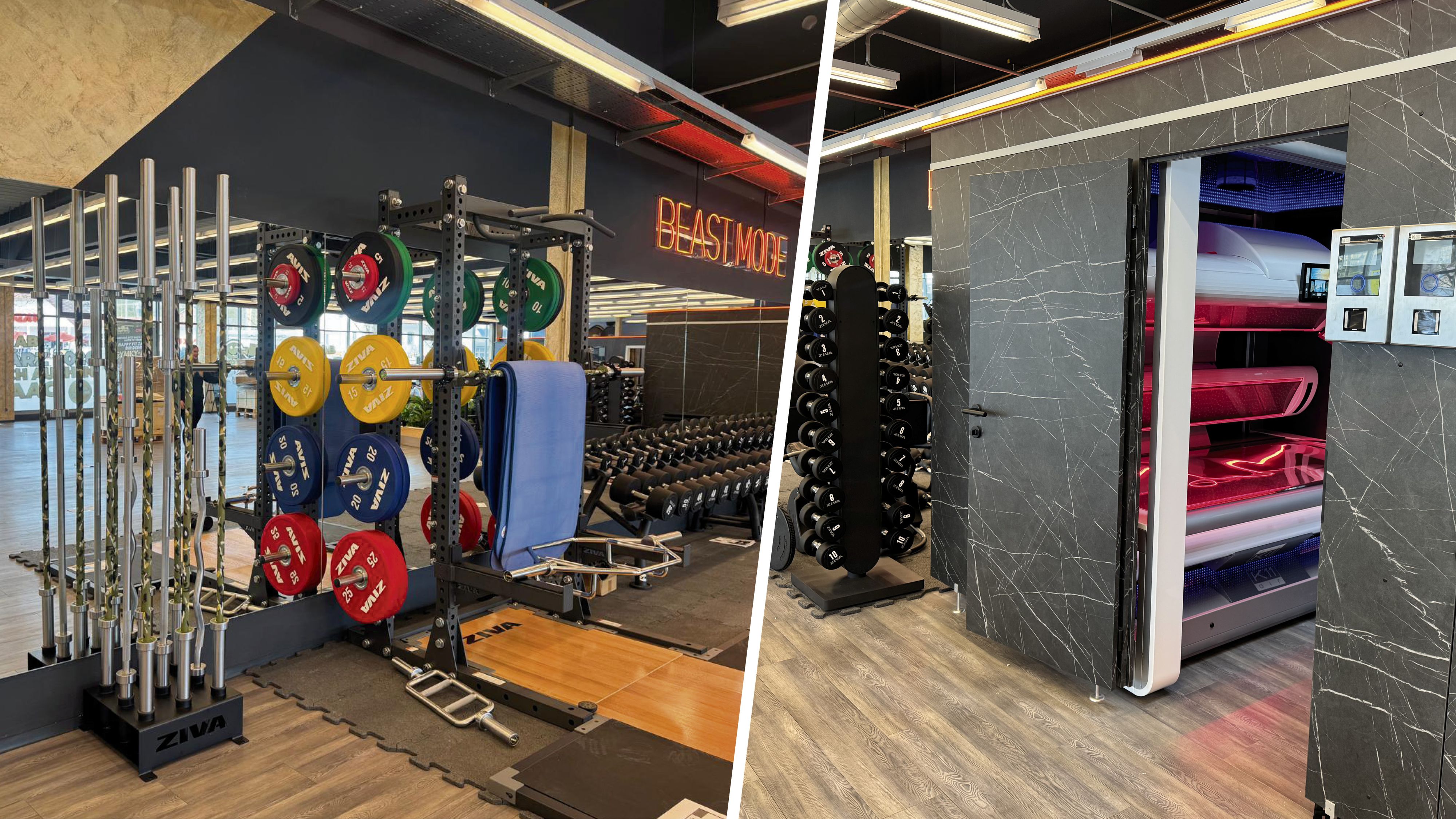 Moderne Kraft- und Wellnessflächen treffen im neuen HappyFit-Studio in Haag auf Lifestyle und Wohlfühlatmosphäre.