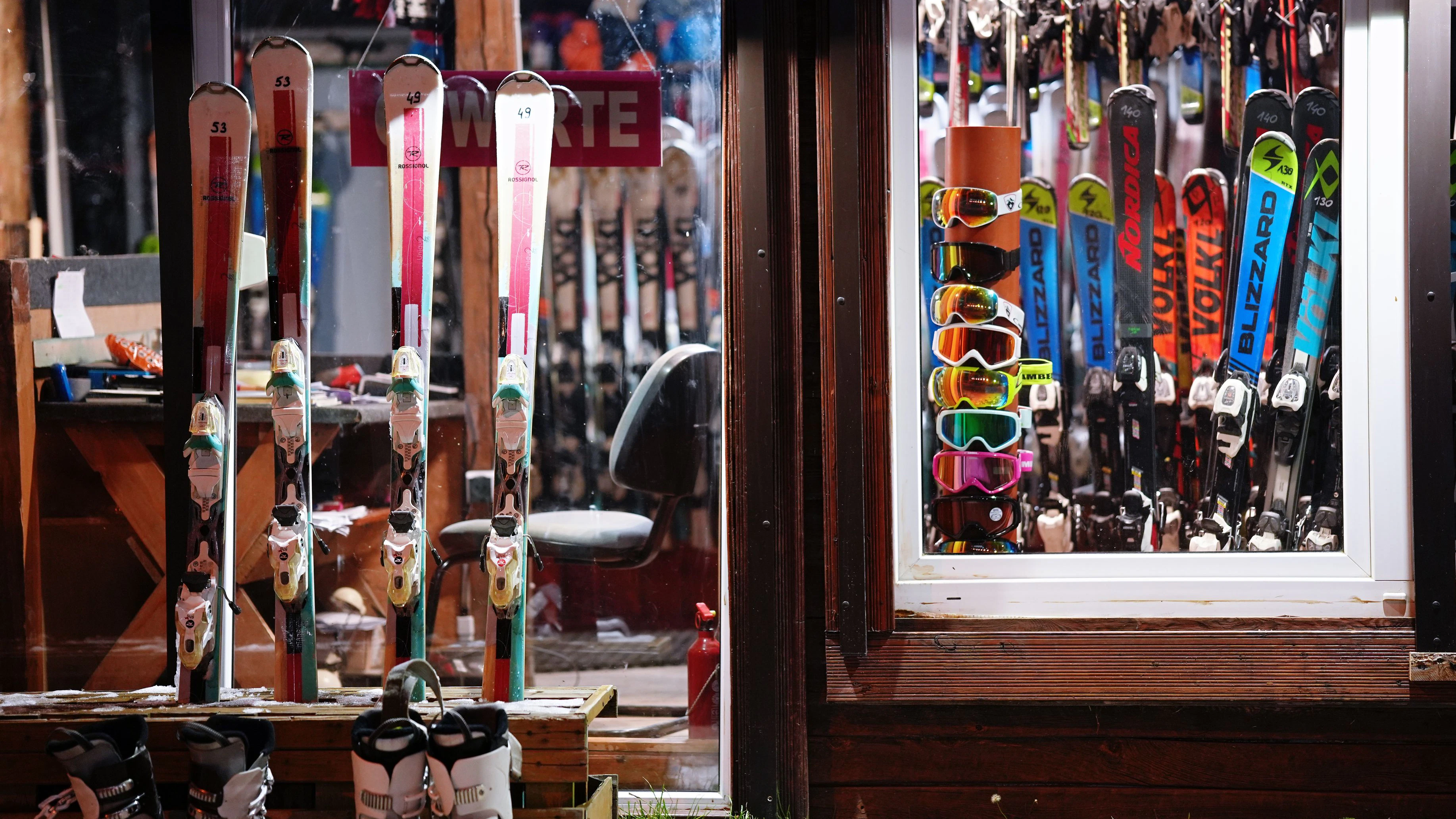 Karpacz, Poland - December 26.2024 Image of a winter ski equipment rental shop
