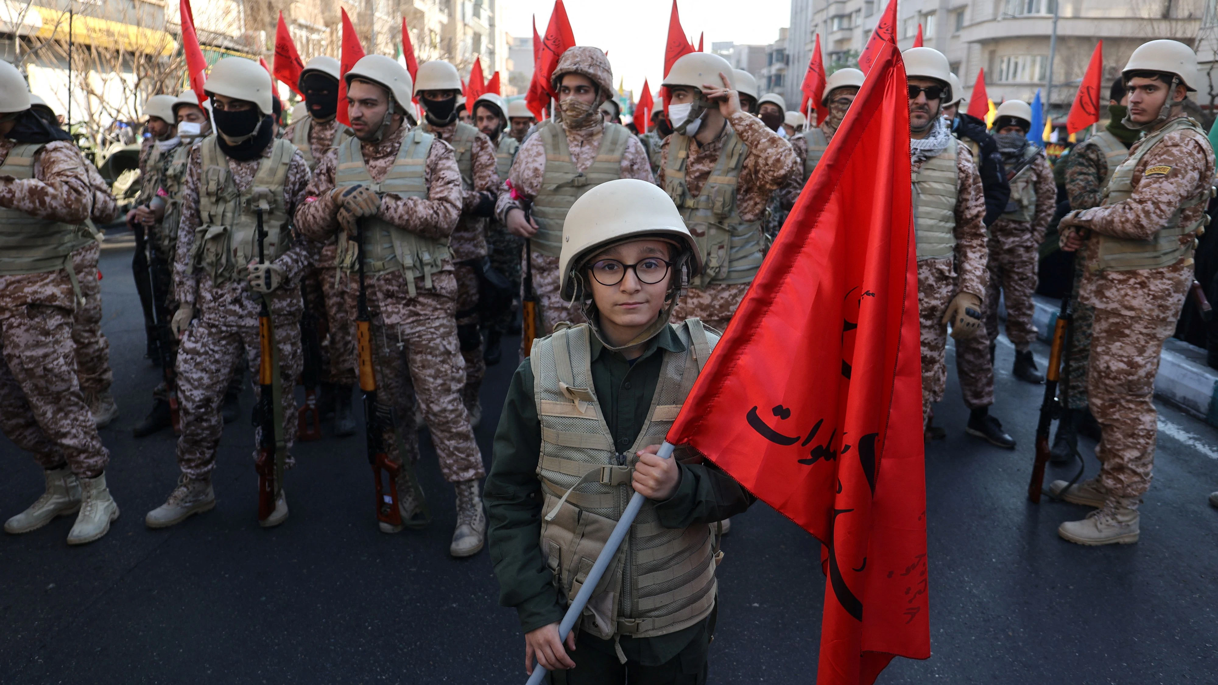 Members of Iranian militia forces (Basij) attend an anti-Israeli march in Tehran, Iran, January 10, 2025. Majid Asgaripour/WANA (West Asia News Agency) via REUTERS ATTENTION EDITORS - THIS PICTURE WAS PROVIDED BY A THIRD PARTY