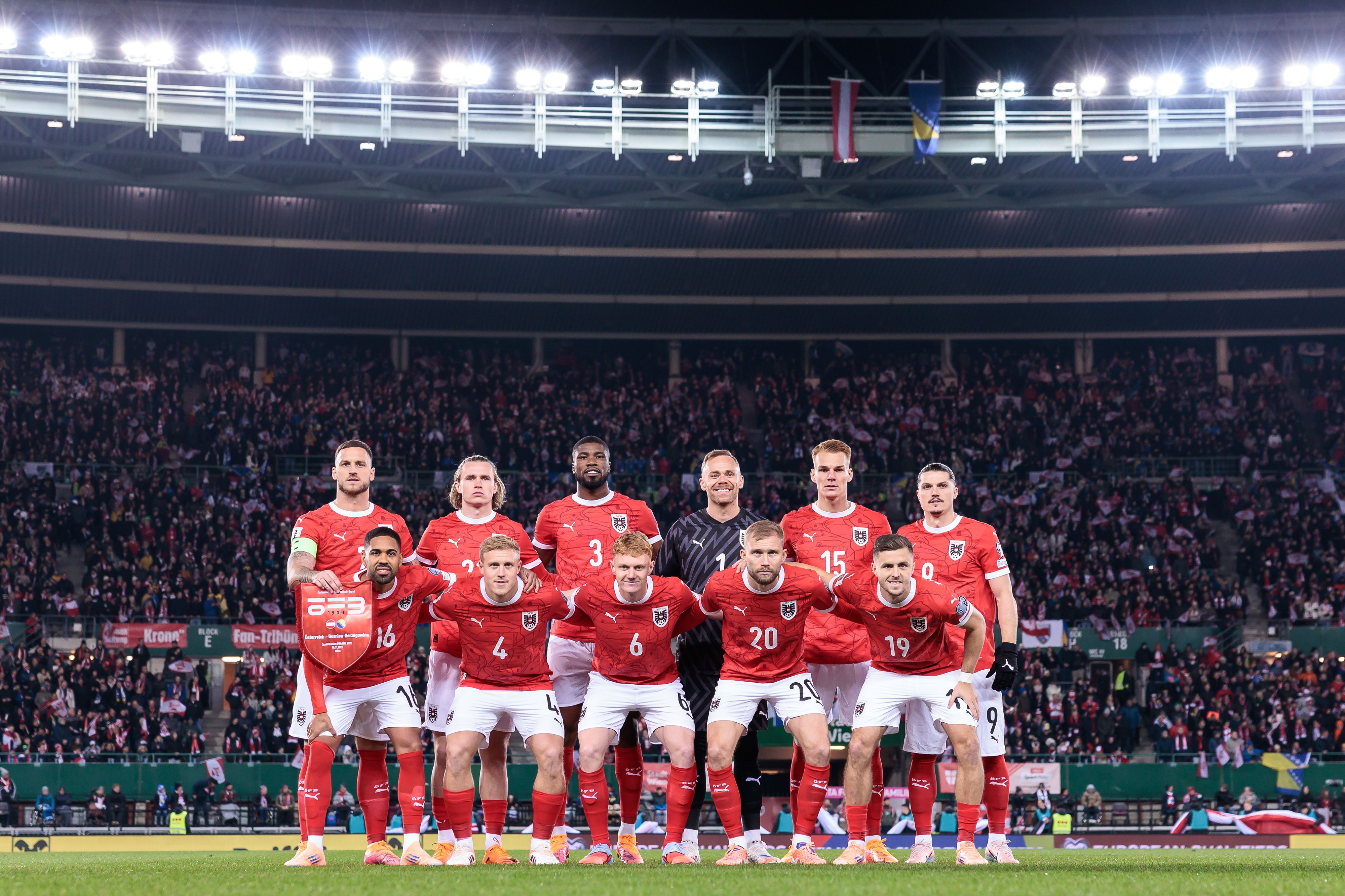 So ist das ÖFB-Team beim bisher letzten Länderspiel gegen Bosnien gestartet.
