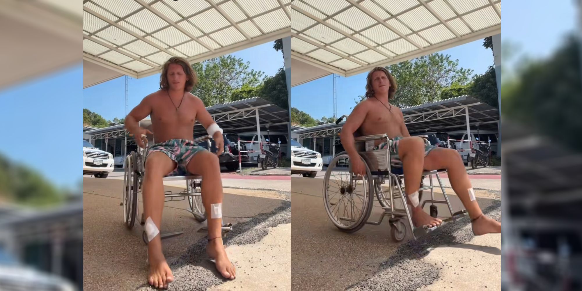 Satansbratan zeigt sich im Rollstuhl.