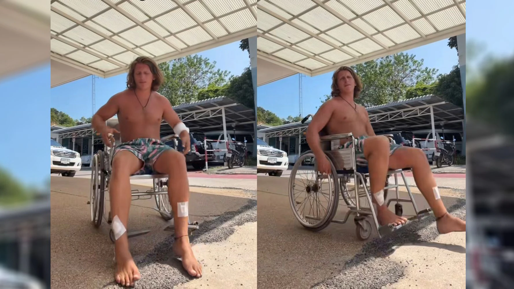 Satansbratan zeigt sich im Rollstuhl.