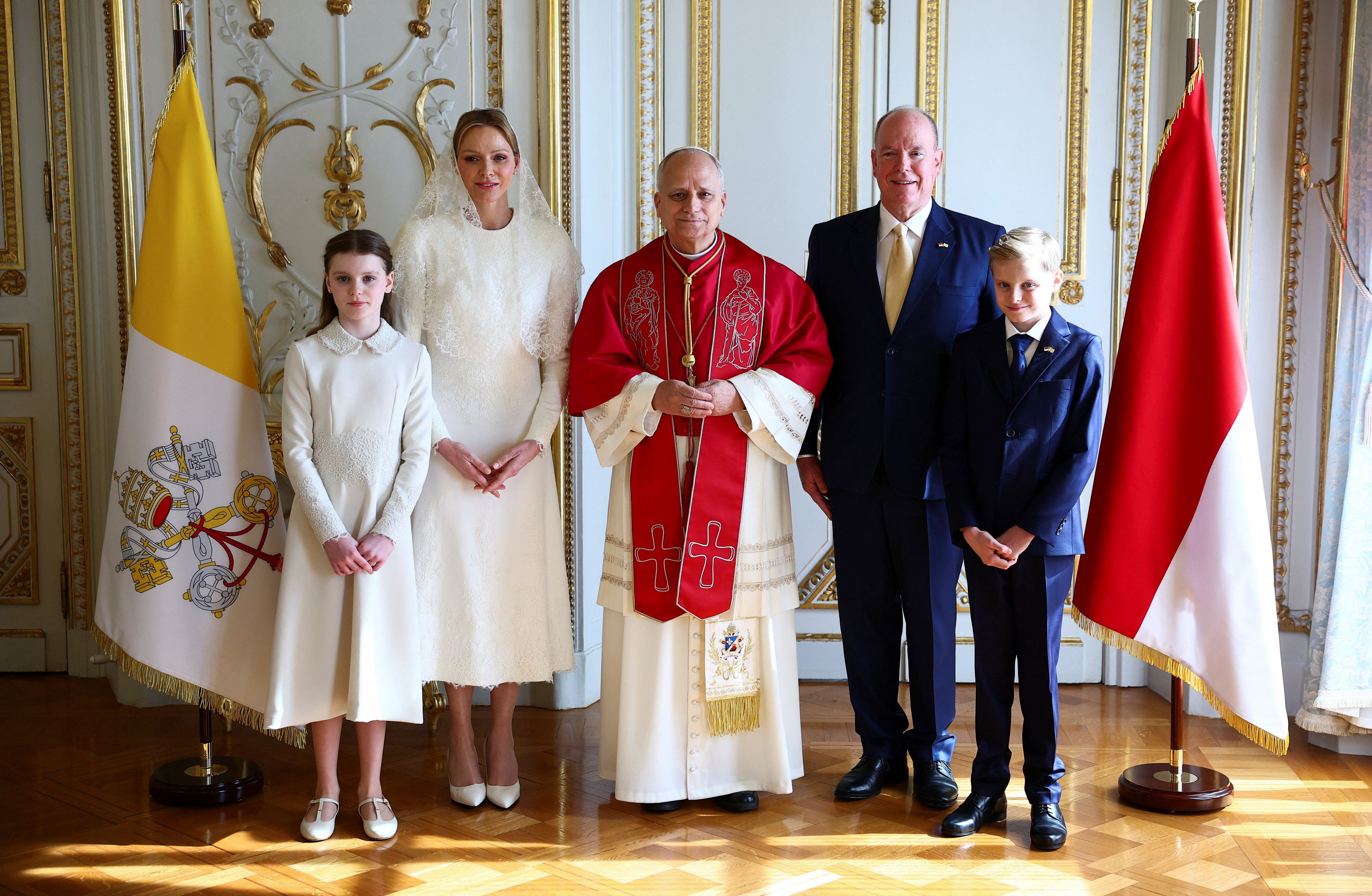 Die monegassischen Royals haben Papst Leo XIV. im Palast empfangen.