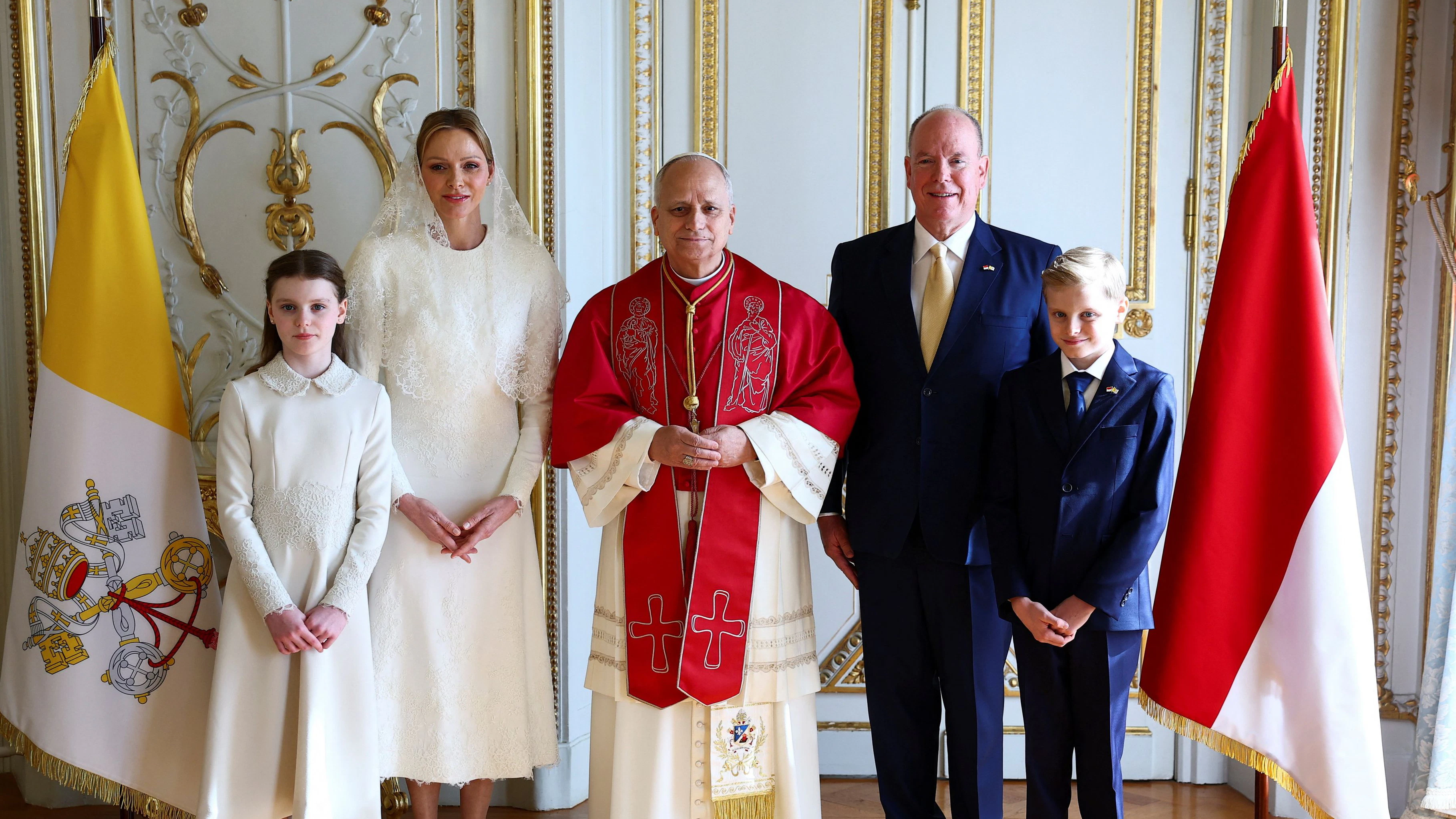 Die monegassischen Royals haben Papst Leo XIV. im Palast empfangen.