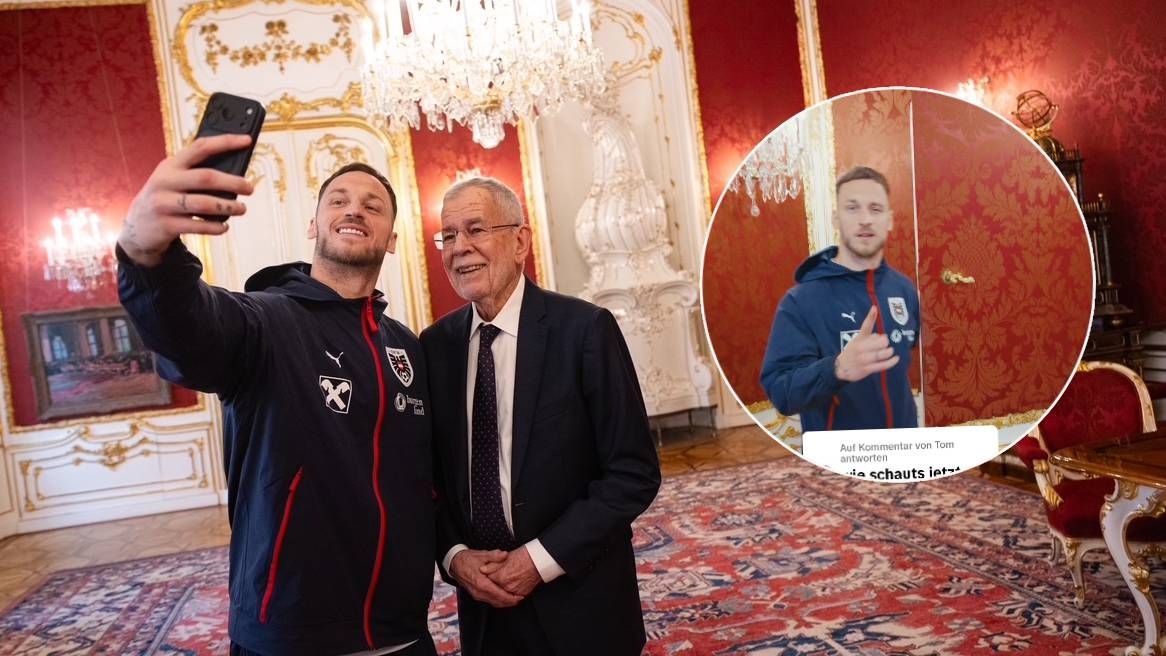 Marko Arnautovic beim Hofburg-Selfie mit Alexander Van der Bellen.