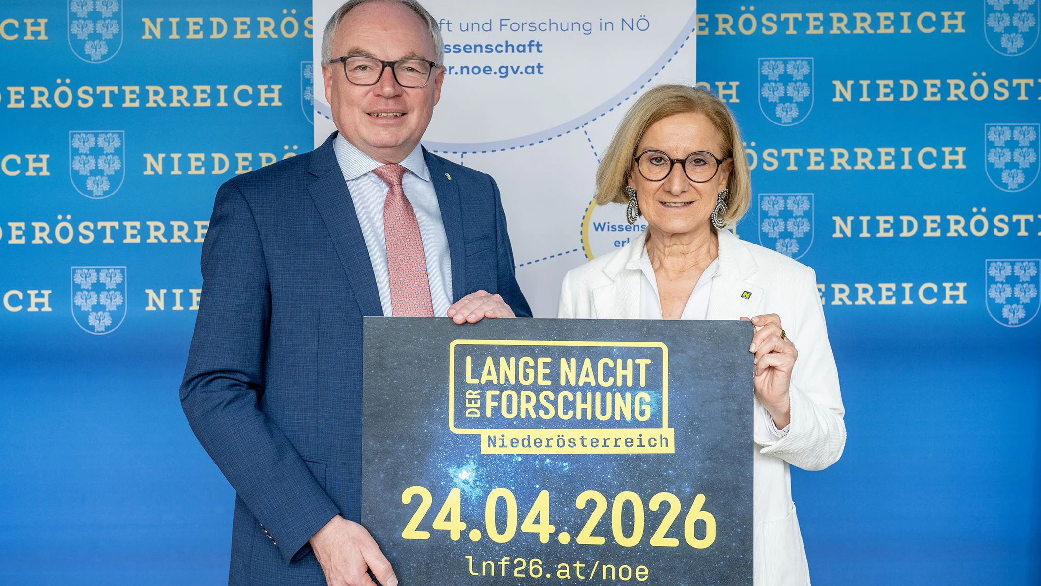 Landeshauptfrau Johanna Mikl-Leitner und LH-Stellvertreter Stephan Pernkopf laden zur Landen Nacht der Forschung in Niederösterreich am 24. April ein.