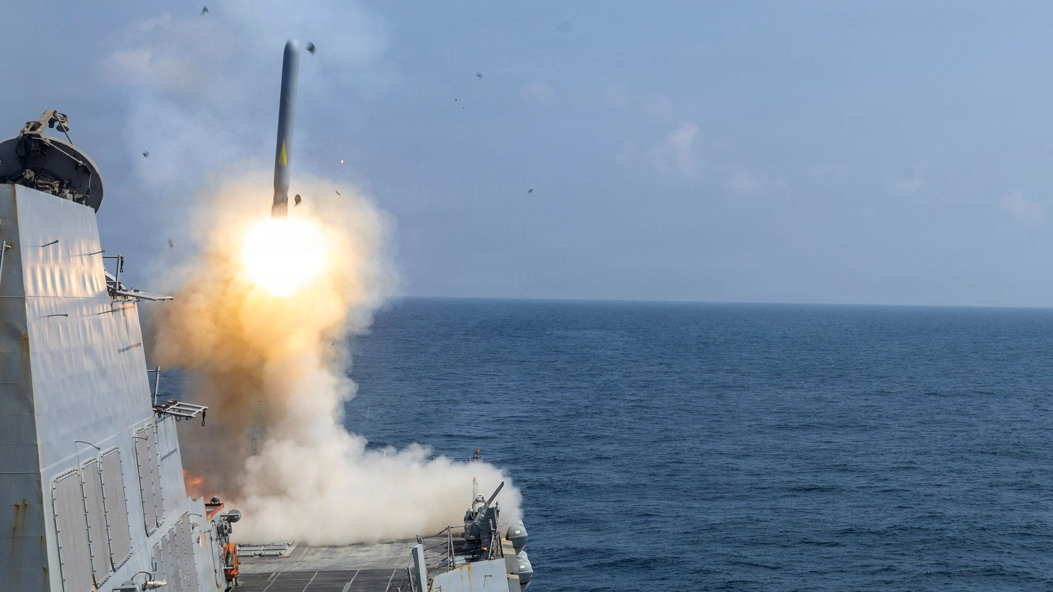 The U.S. Navy Arleigh Burke-class guided-missile destroyer USS Delbert D. Black fires a Tomahawk Land Attack Missile (TLAM) in support of the Operation Epic Fury attack on Iran from an undisclosed location February 28, 2026. U.S. Navy/Handout via REUTERS THIS IMAGE HAS BEEN SUPPLIED BY A THIRD PARTY   