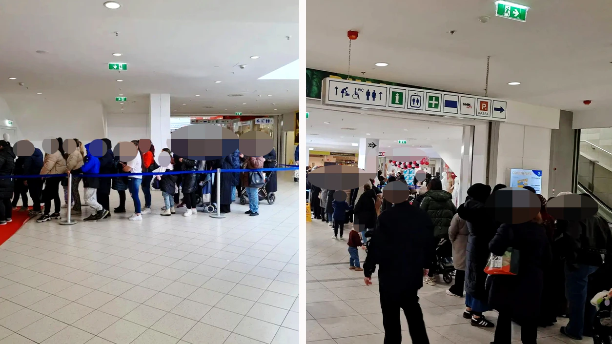 Die Kunden standen in einer meterlangen Schlange vor dem Laden an.