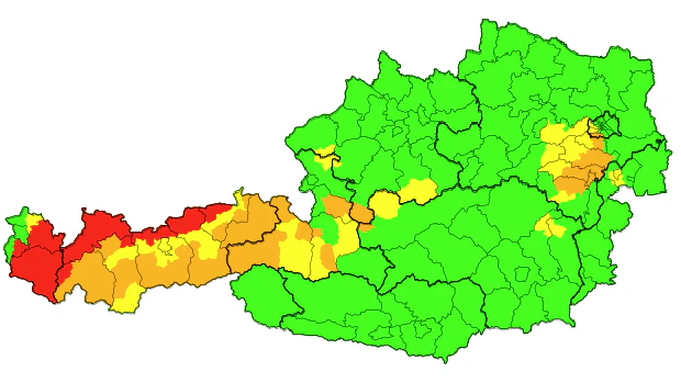 Die Wetterwarnungen am Montag. 
