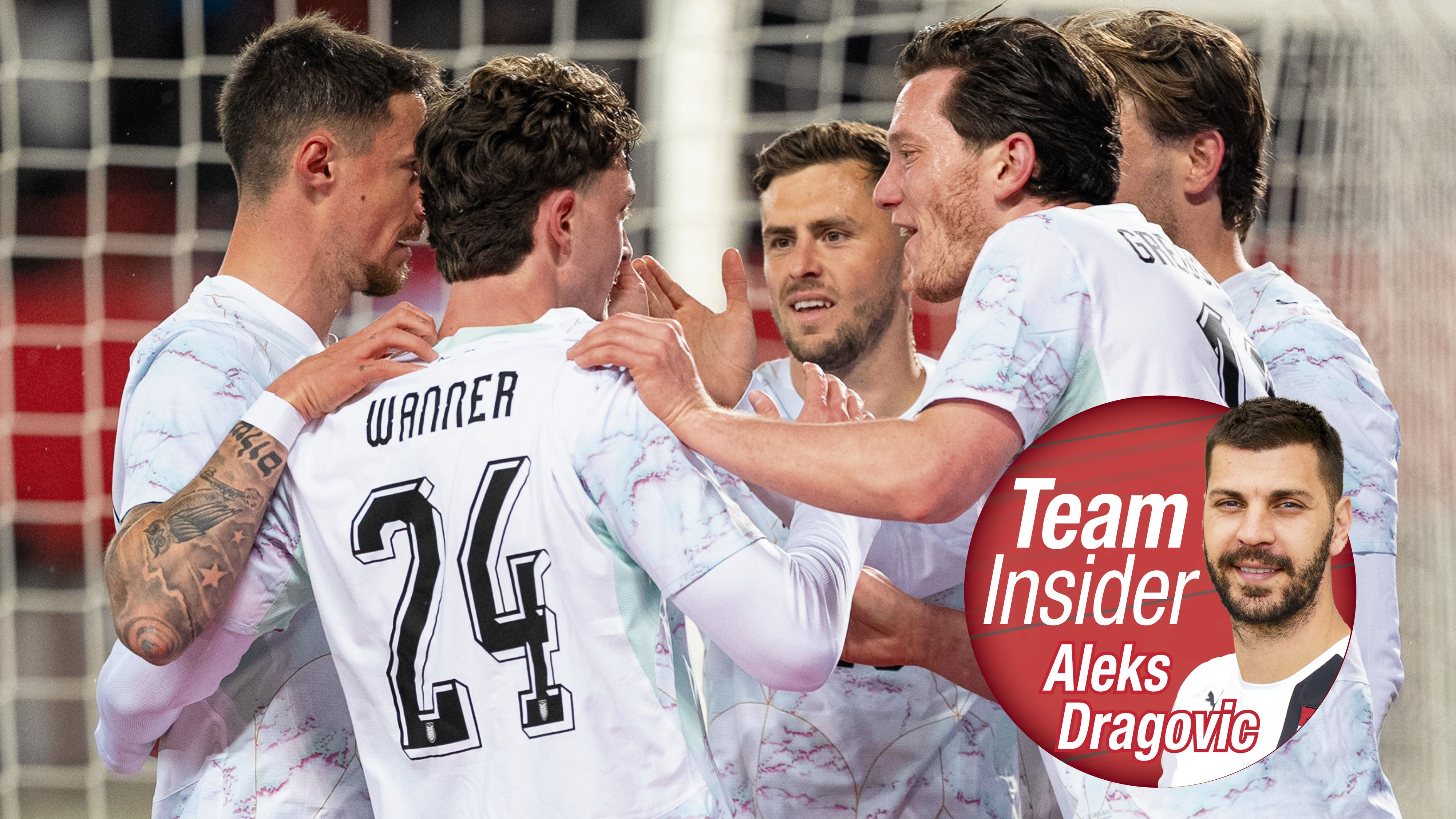 Jubel bei Österreichs Nationalteam nach dem 5:1 gegen Ghana